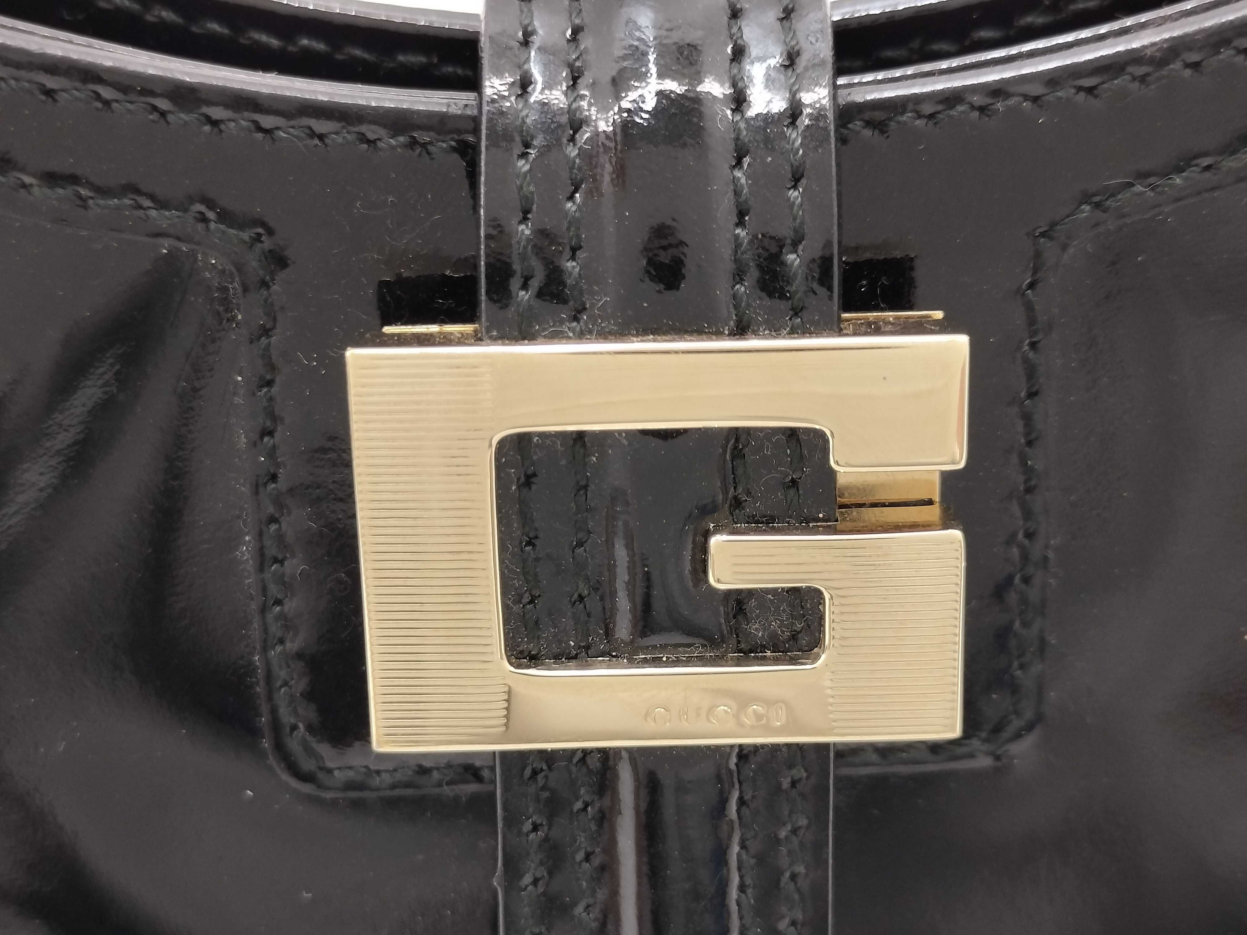 handbag, G logo, patent leather, black shoulder bag — view 9
