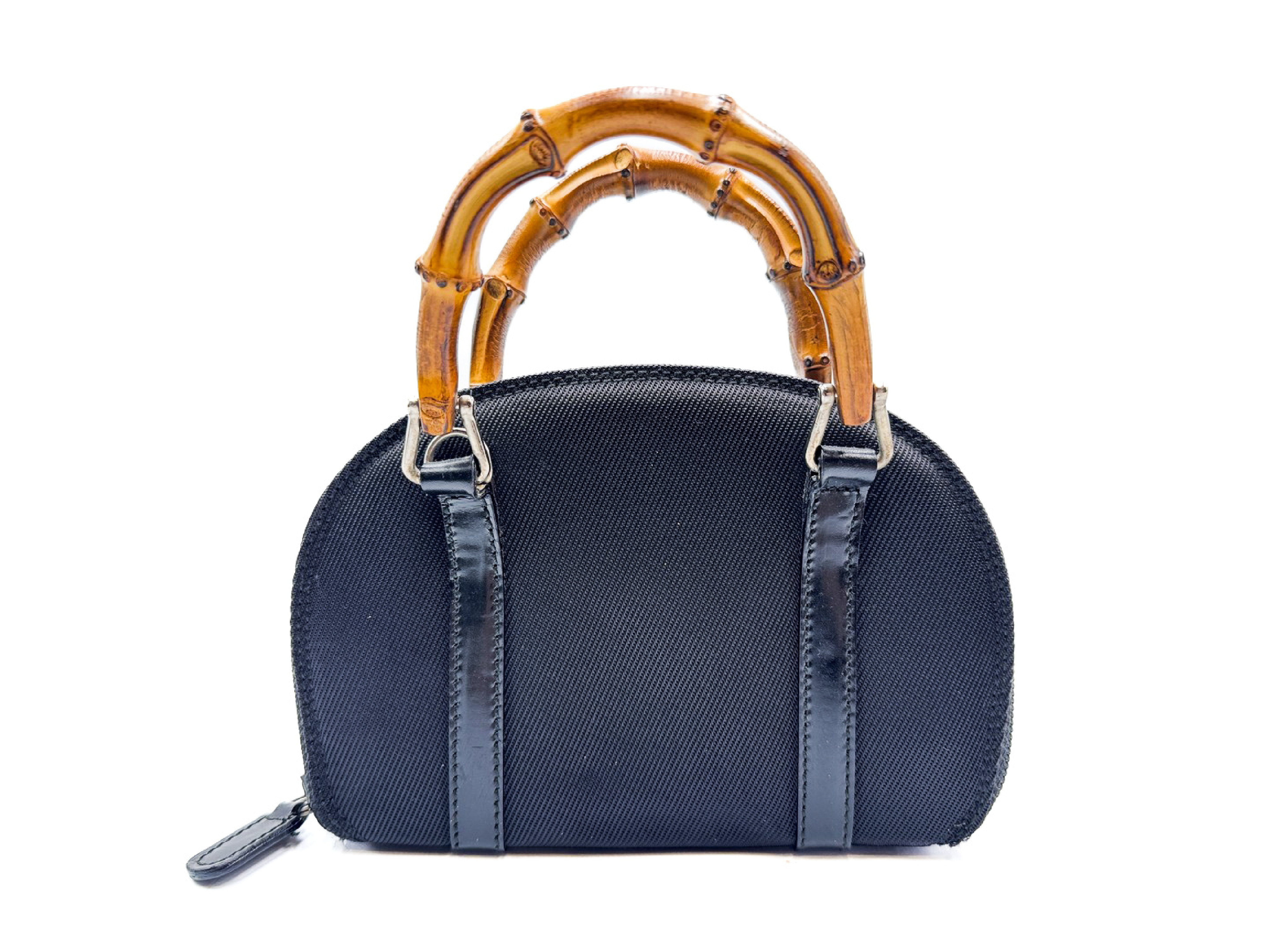 Bamboo Black Handbag with Silver Hardware 059.1705