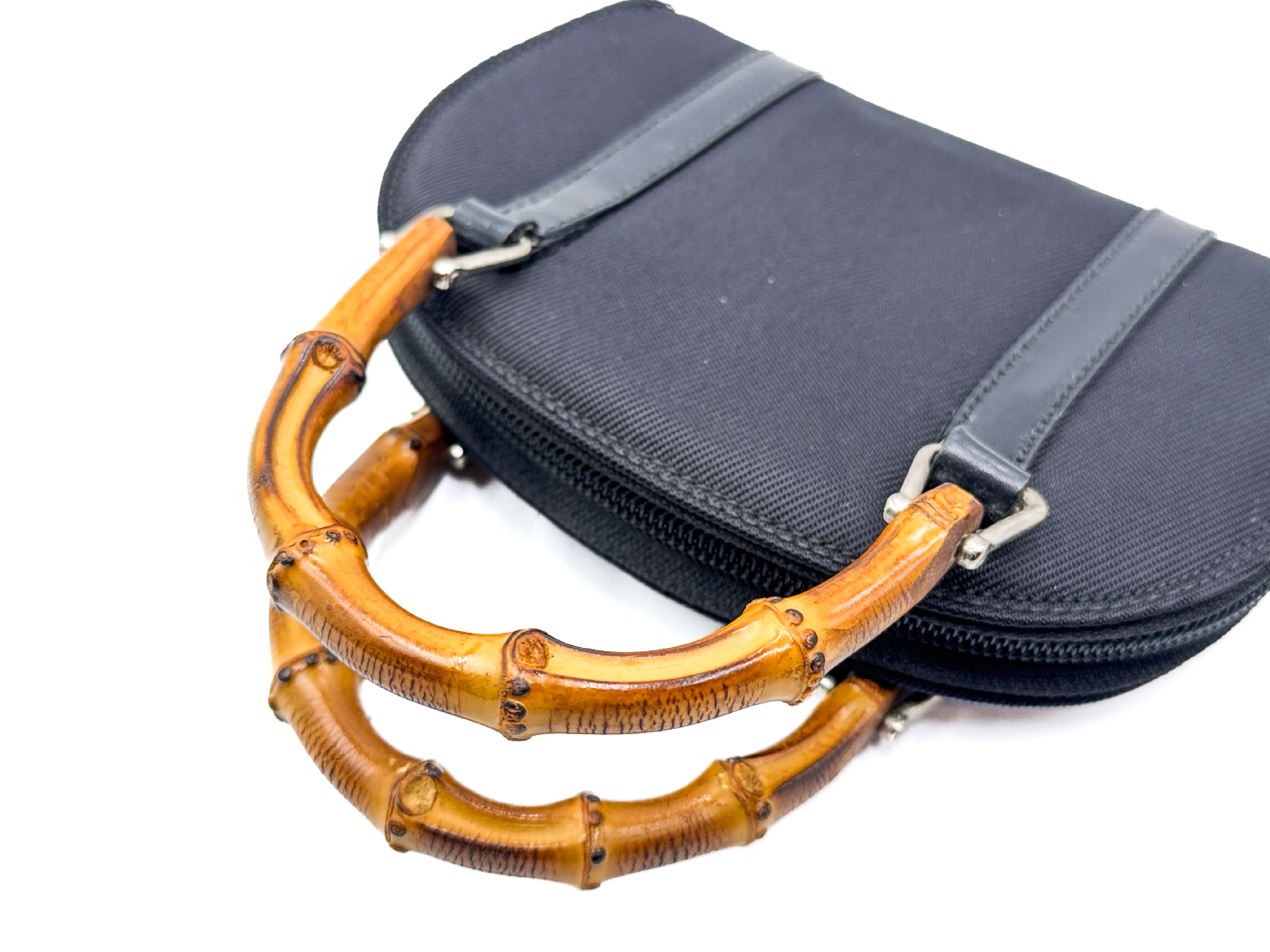 Bamboo Black Handbag with Silver Hardware 059.1705 — view 3