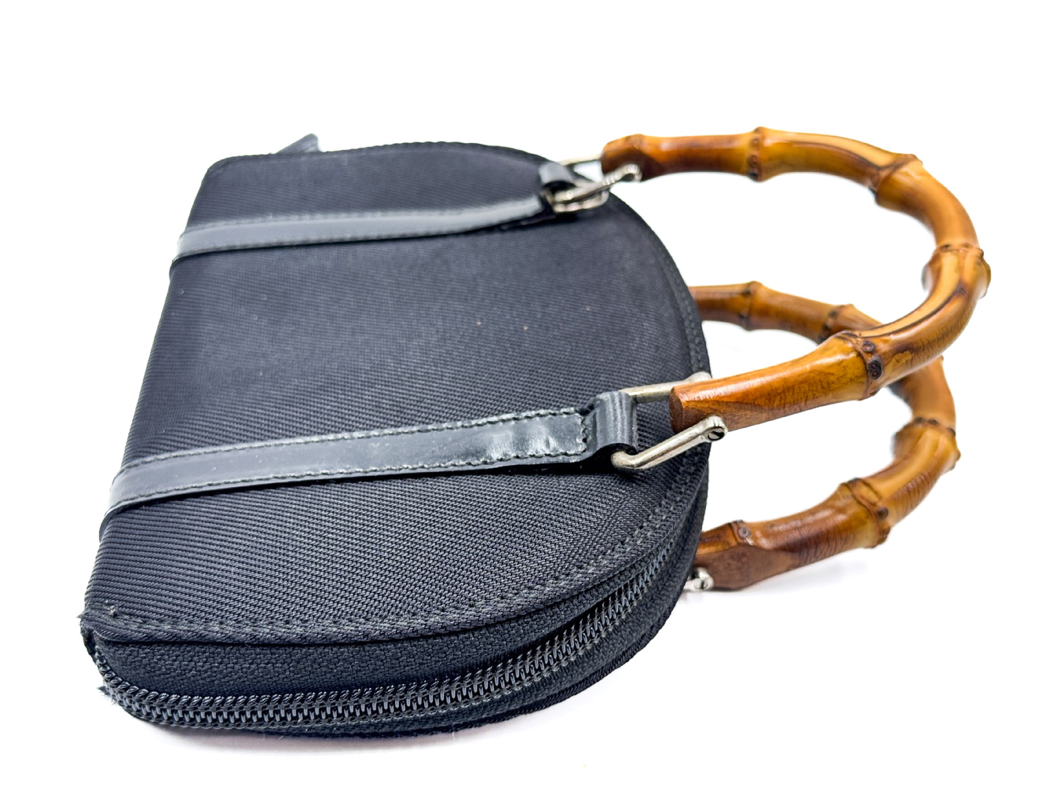 Bamboo Black Handbag with Silver Hardware 059.1705 — view 5