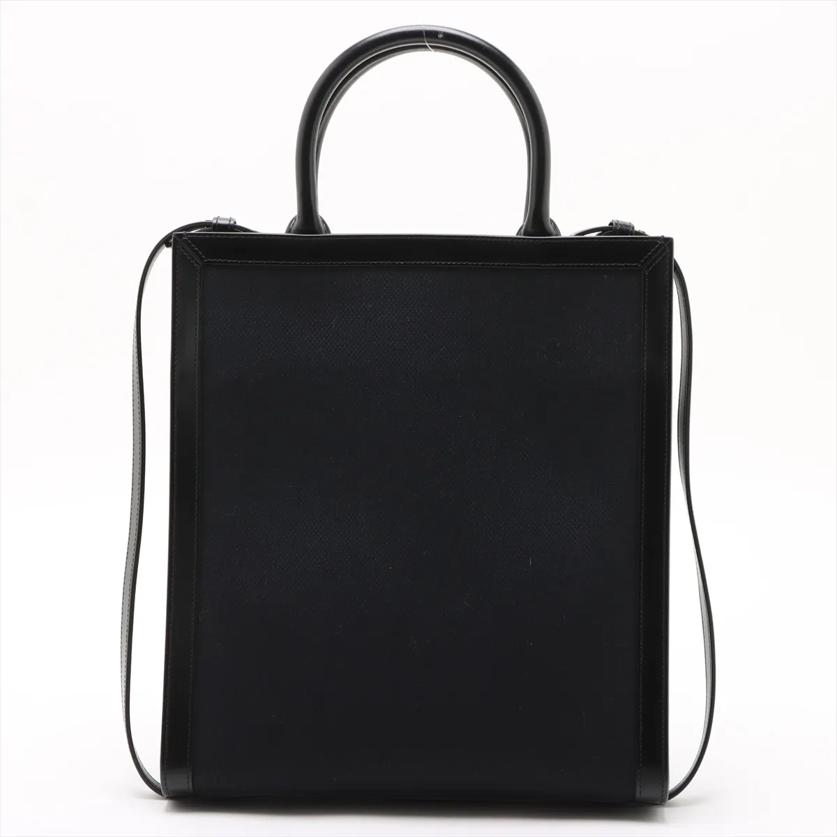 Medium Vertical Hippo Canvas x Leather 2WAY Tote Bag Black — view 2