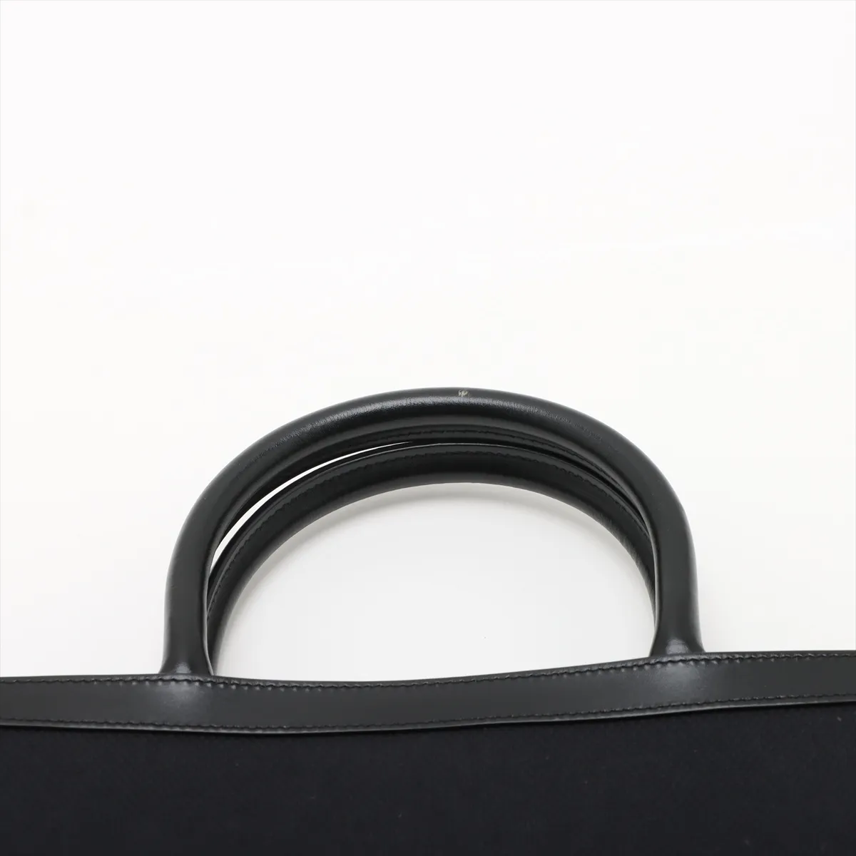 Medium Vertical Hippo Canvas x Leather 2WAY Tote Bag Black — view 6