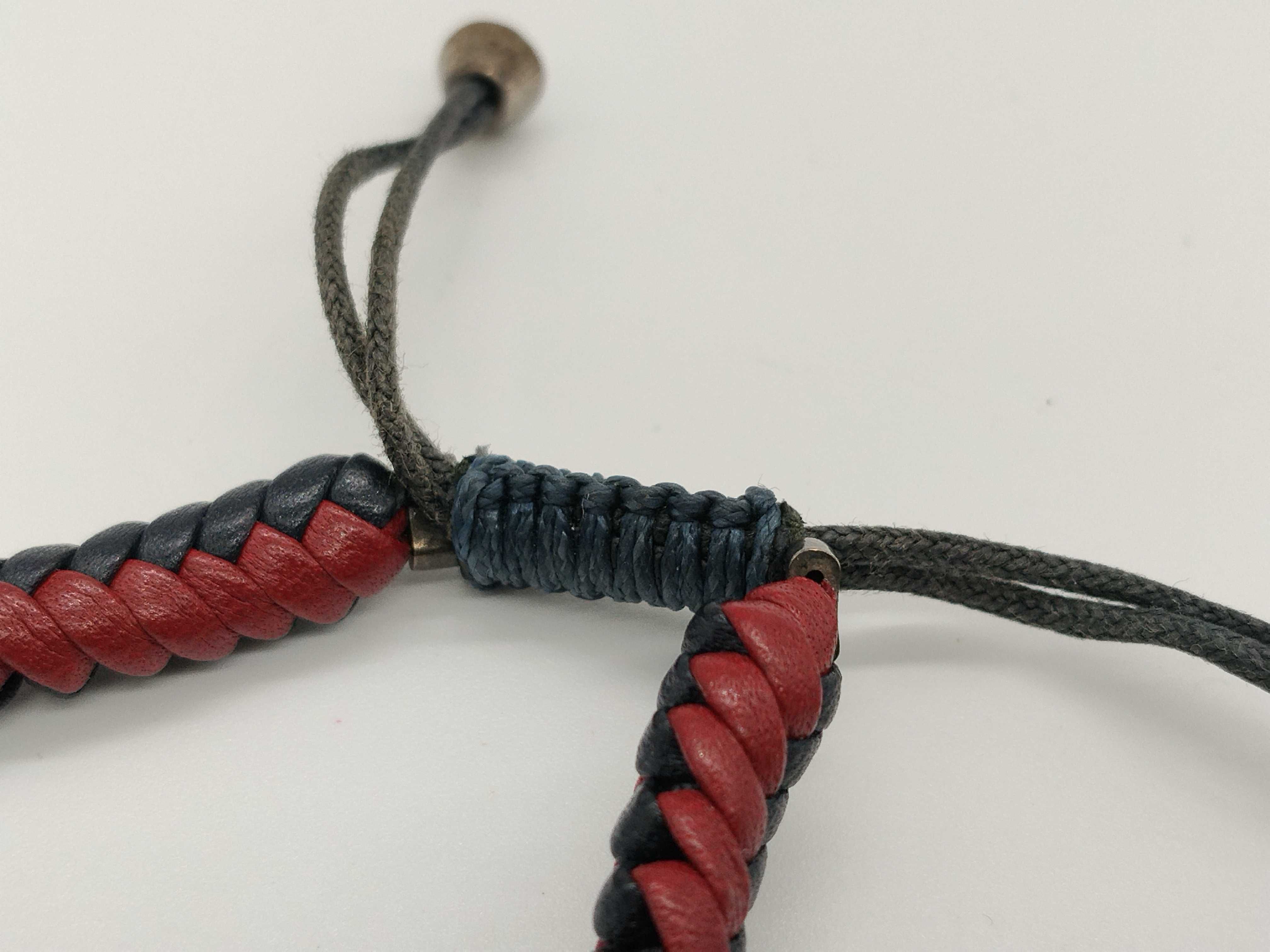 Crest Emblem Braided Leather Sterling Silver 925 (SV) Red Navy Bracelet Bracelet/Bangle — view 2