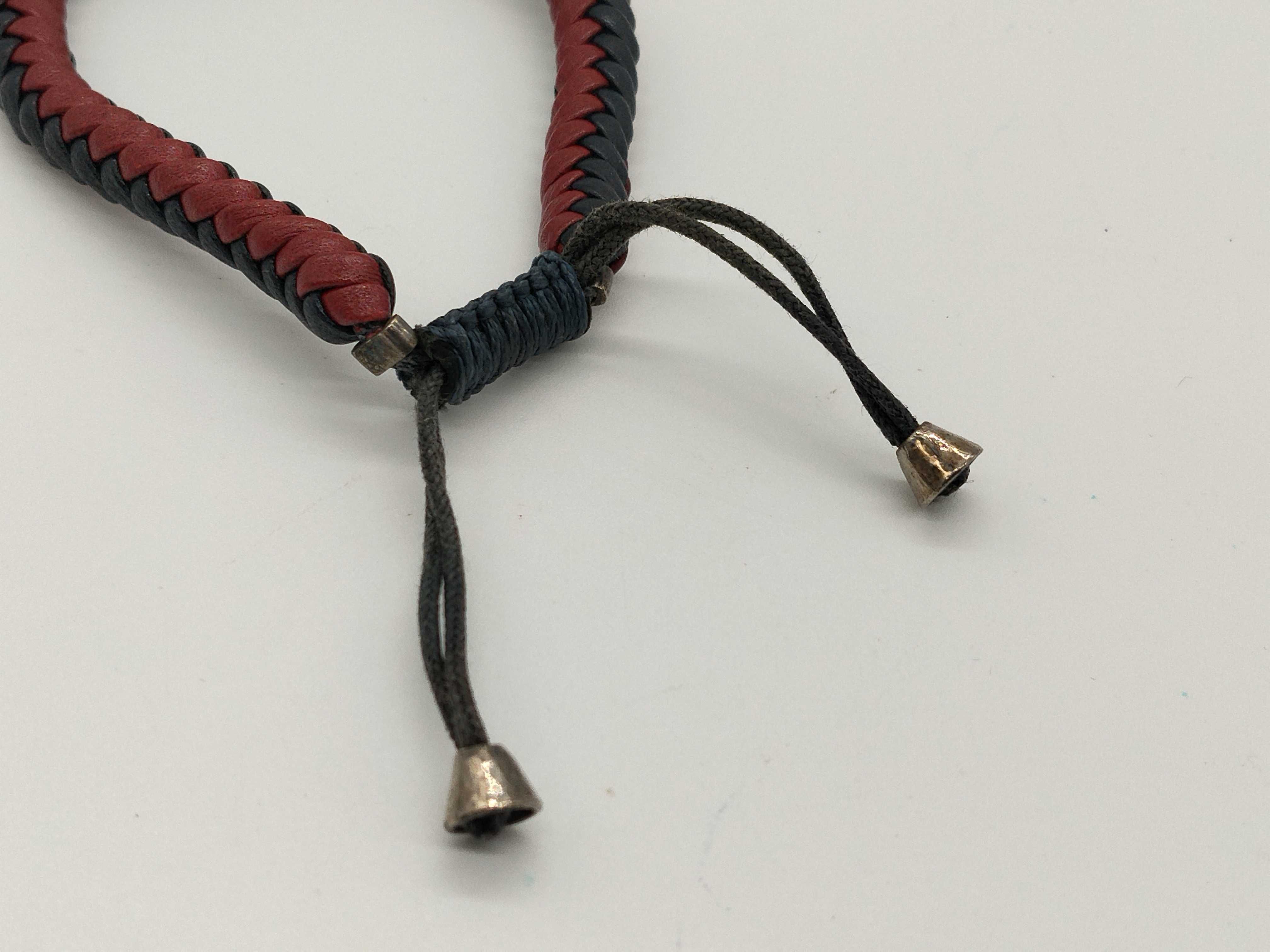 Crest Emblem Braided Leather Sterling Silver 925 (SV) Red Navy Bracelet Bracelet/Bangle — view 3