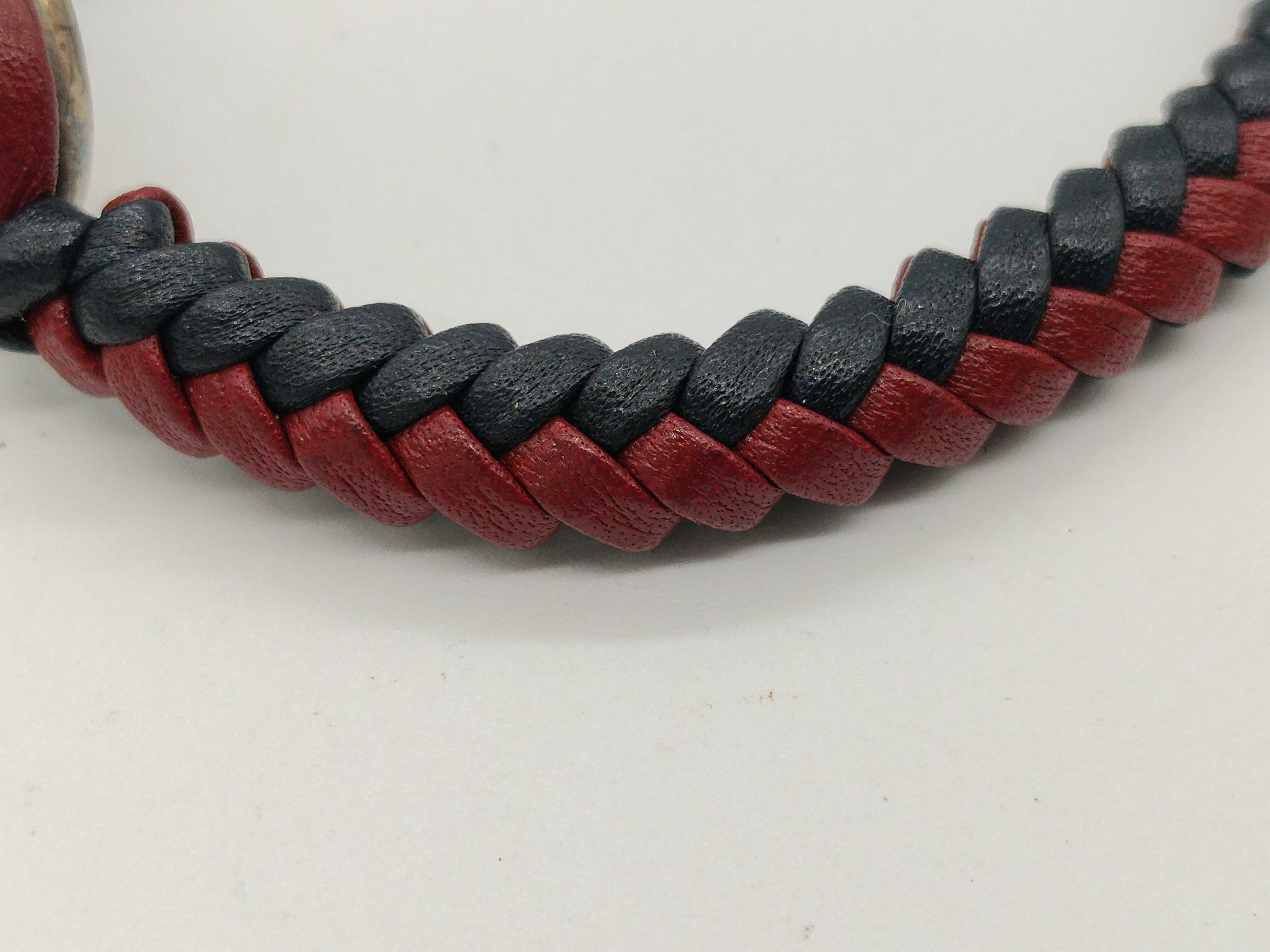 Crest Emblem Braided Leather Sterling Silver 925 (SV) Red Navy Bracelet Bracelet/Bangle — view 7