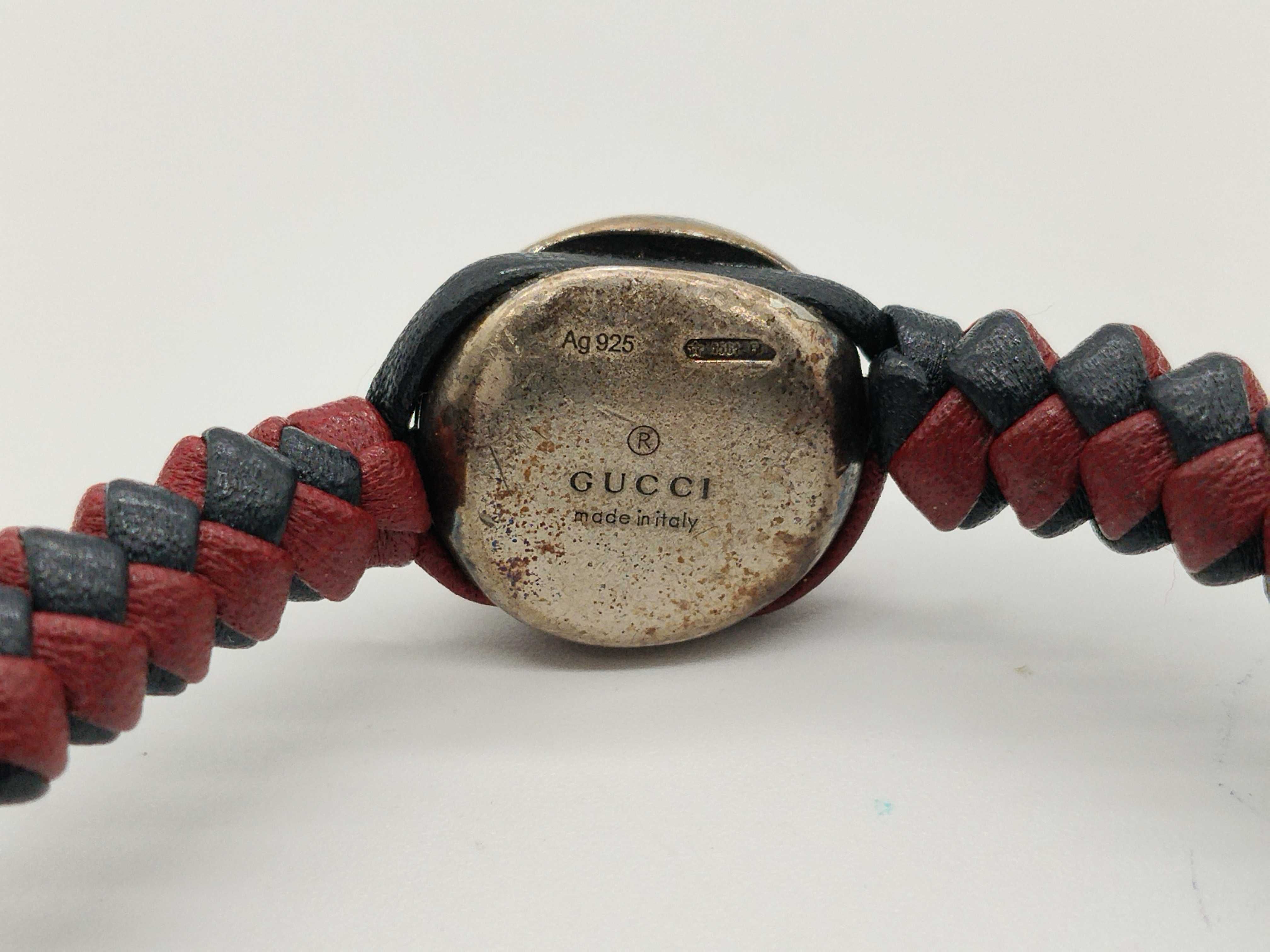 Crest Emblem Braided Leather Sterling Silver 925 (SV) Red Navy Bracelet Bracelet/Bangle — view 8