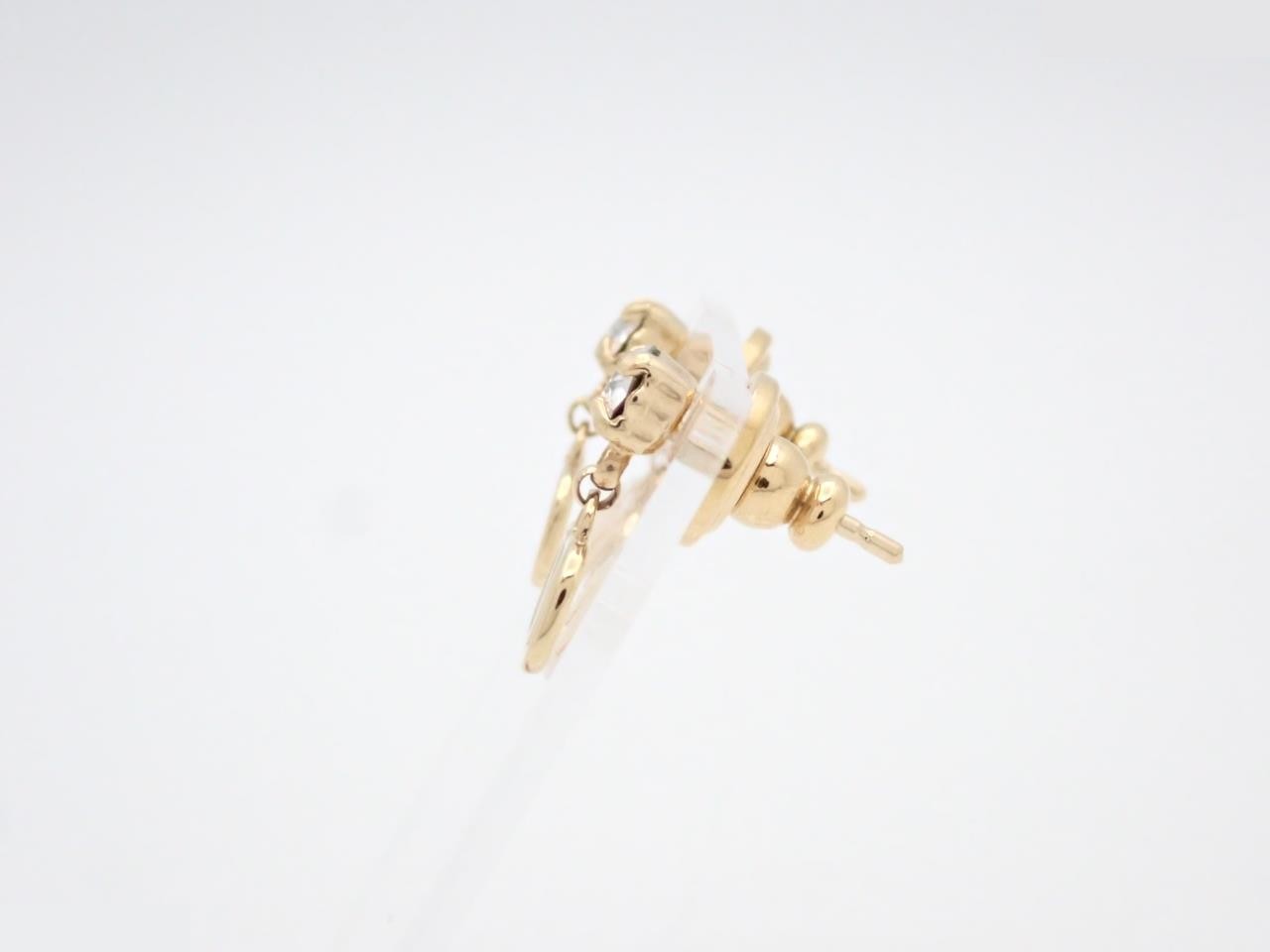 V logo rhinestone gold earrings — view 3