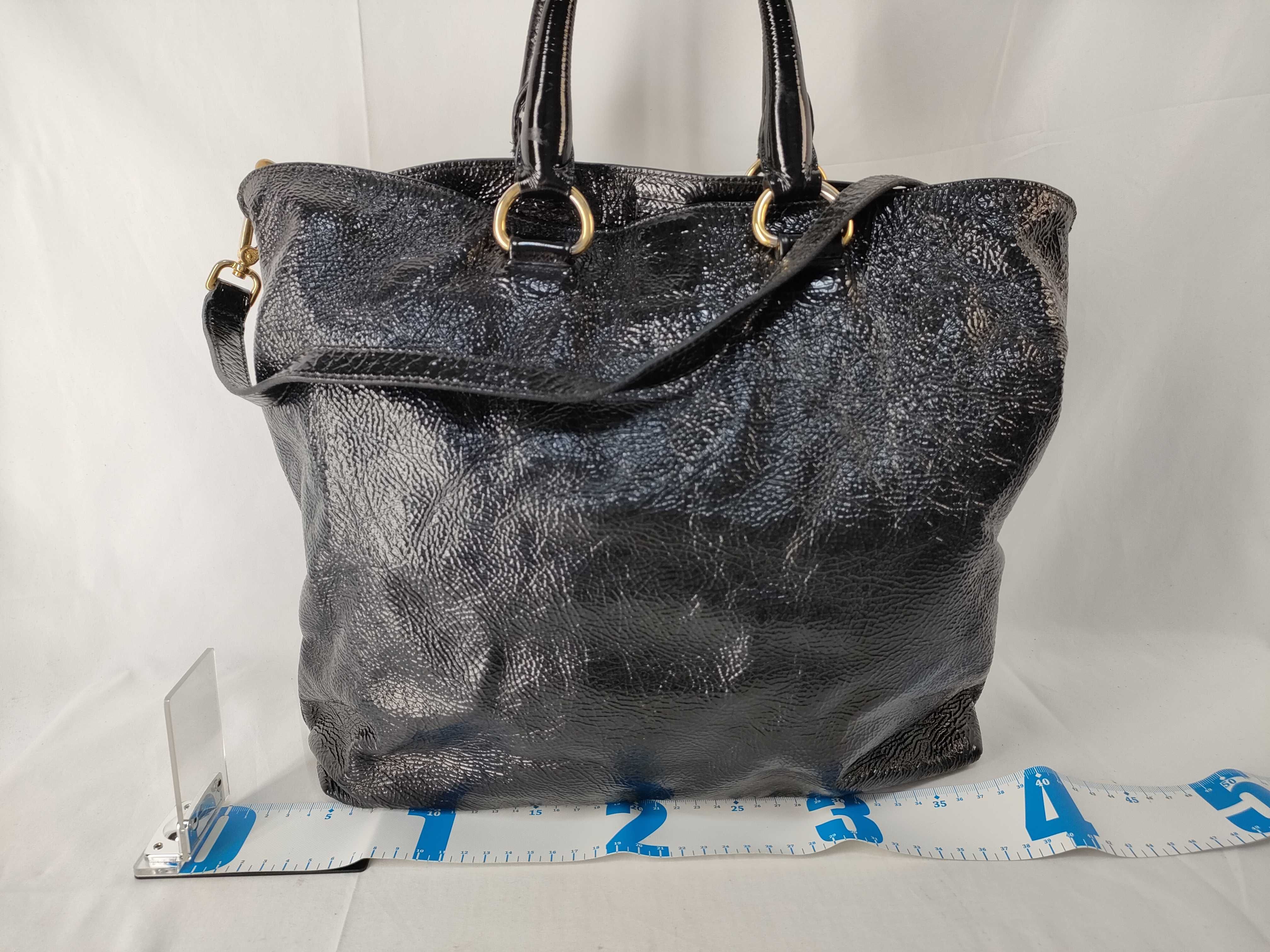 Vitello Daino 2-Way Black Patent Bag Handbag — view 2