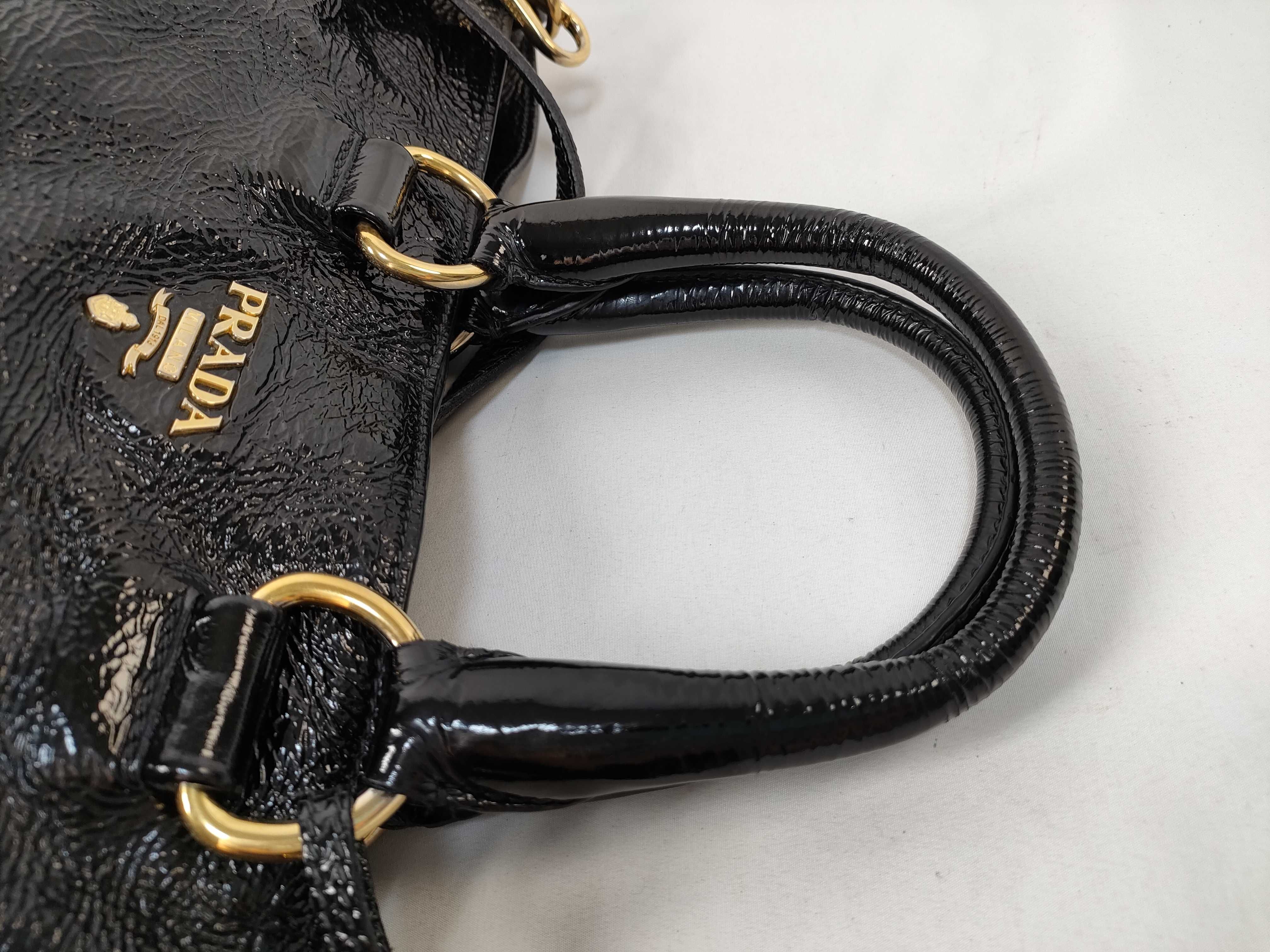 Vitello Daino 2-Way Black Patent Bag Handbag — view 7