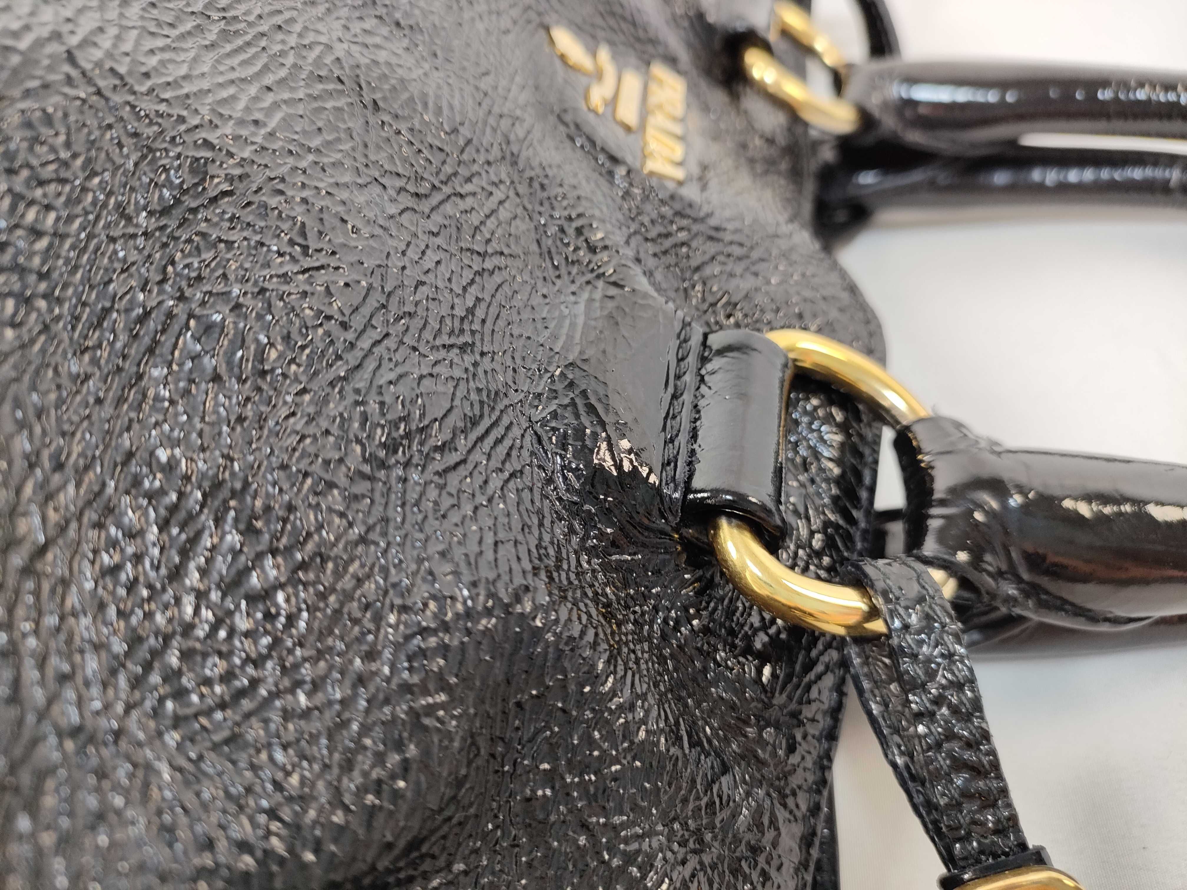Vitello Daino 2-Way Black Patent Bag Handbag — view 8