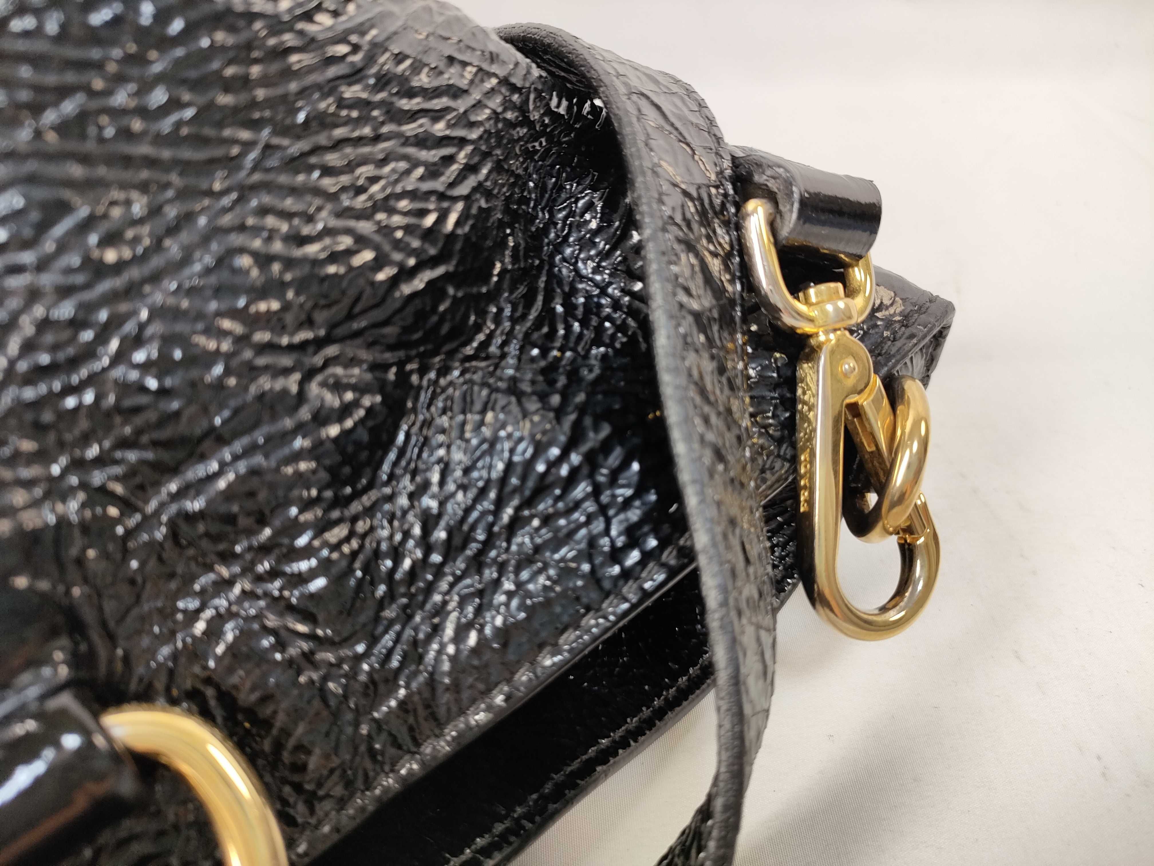 Vitello Daino 2-Way Black Patent Bag Handbag — view 9