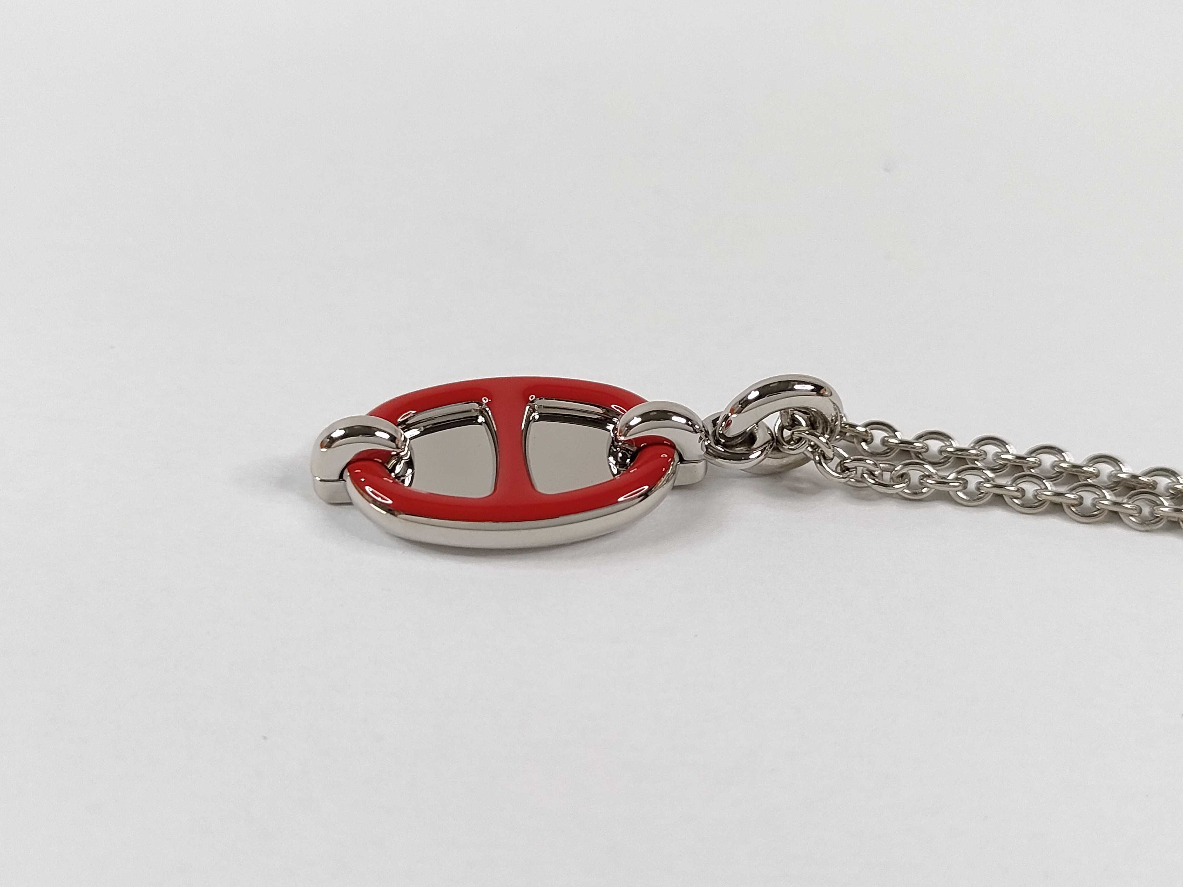 Mini Maillon PM Necklace, Rouge Vif x Silver Hardware, Hermes, Unused Necklace — view 2