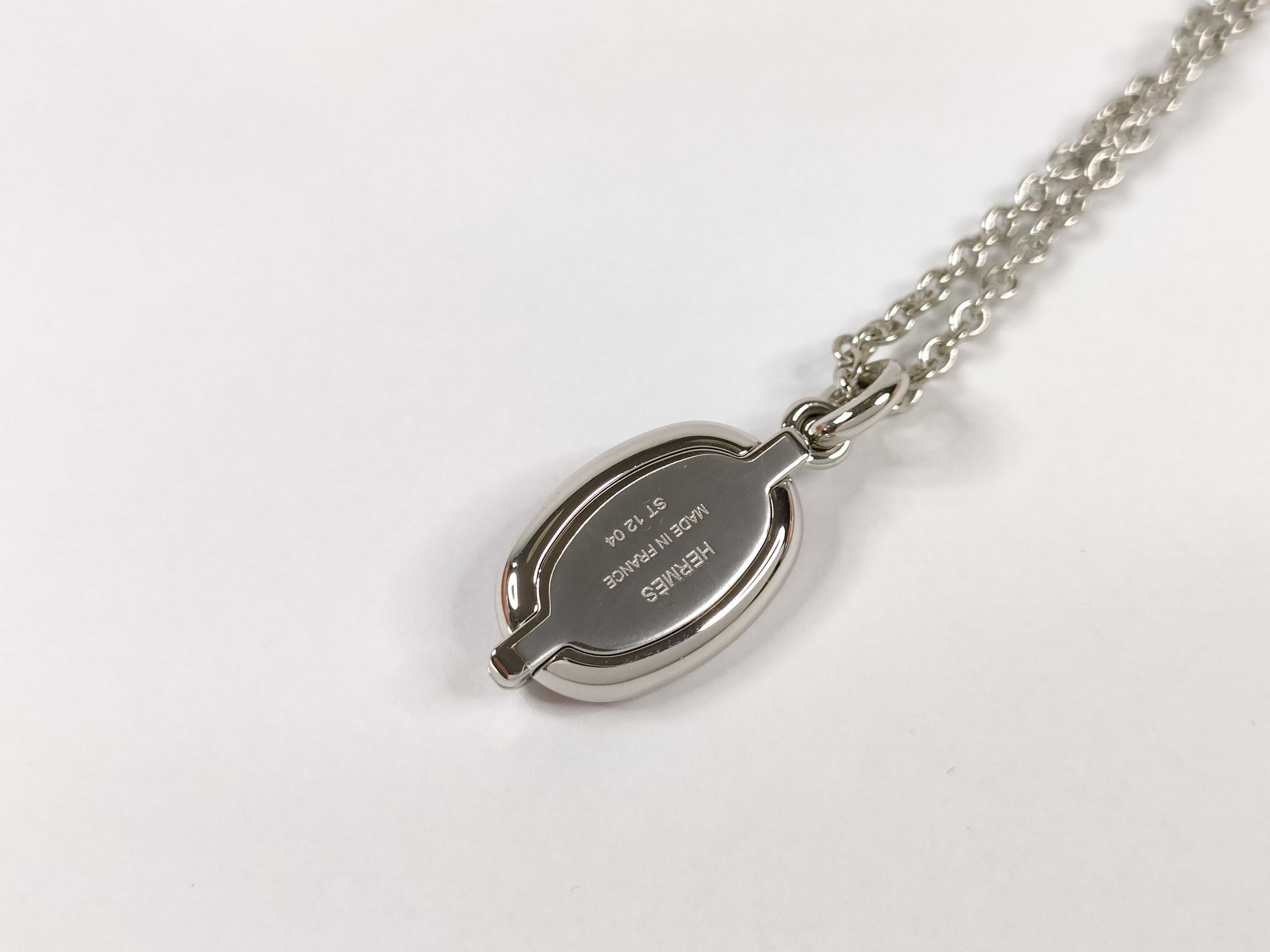 Mini Maillon PM Necklace, Rouge Vif x Silver Hardware, Hermes, Unused Necklace — view 3