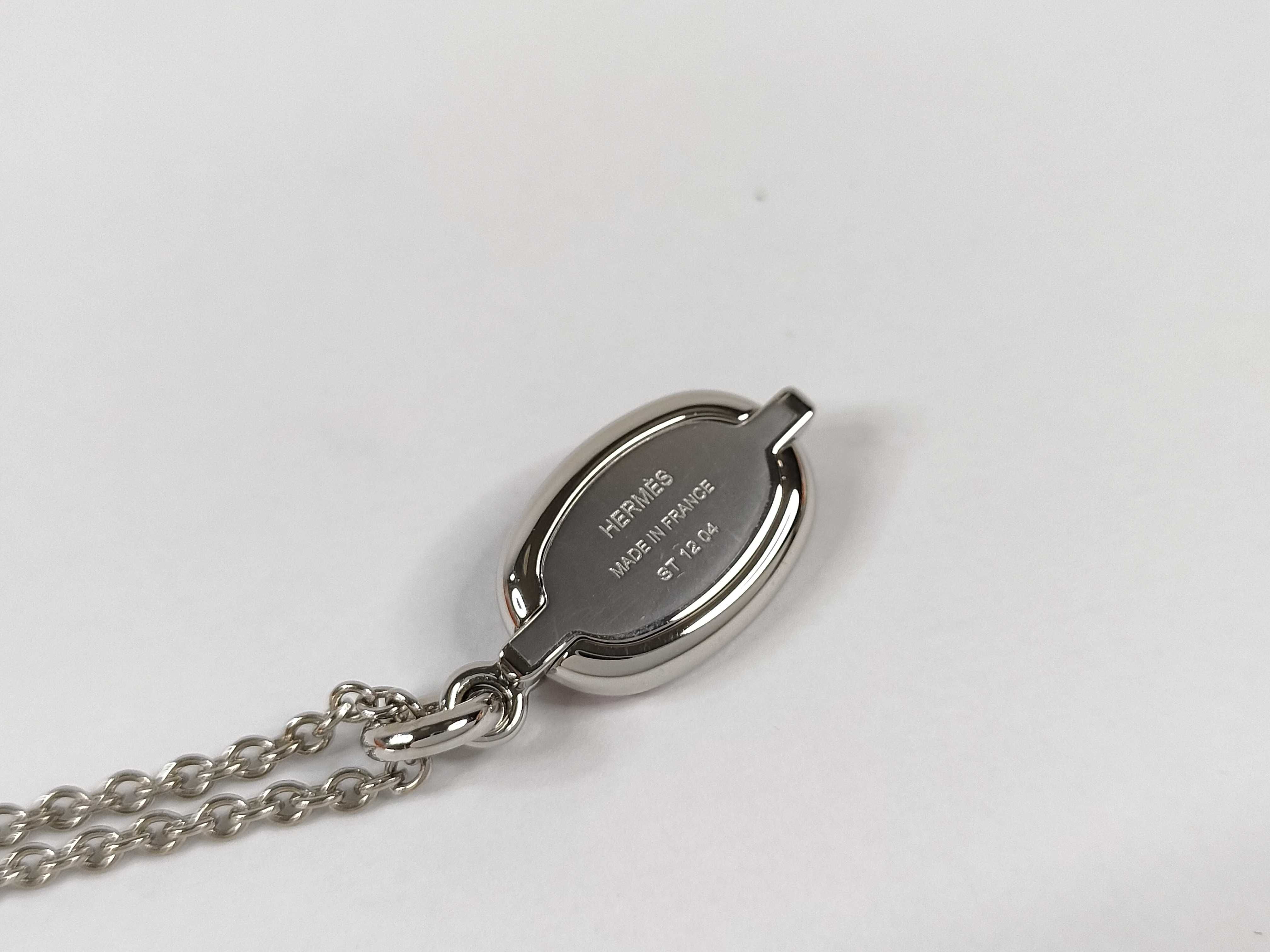 Mini Maillon PM Necklace, Rouge Vif x Silver Hardware, Hermes, Unused Necklace — view 4