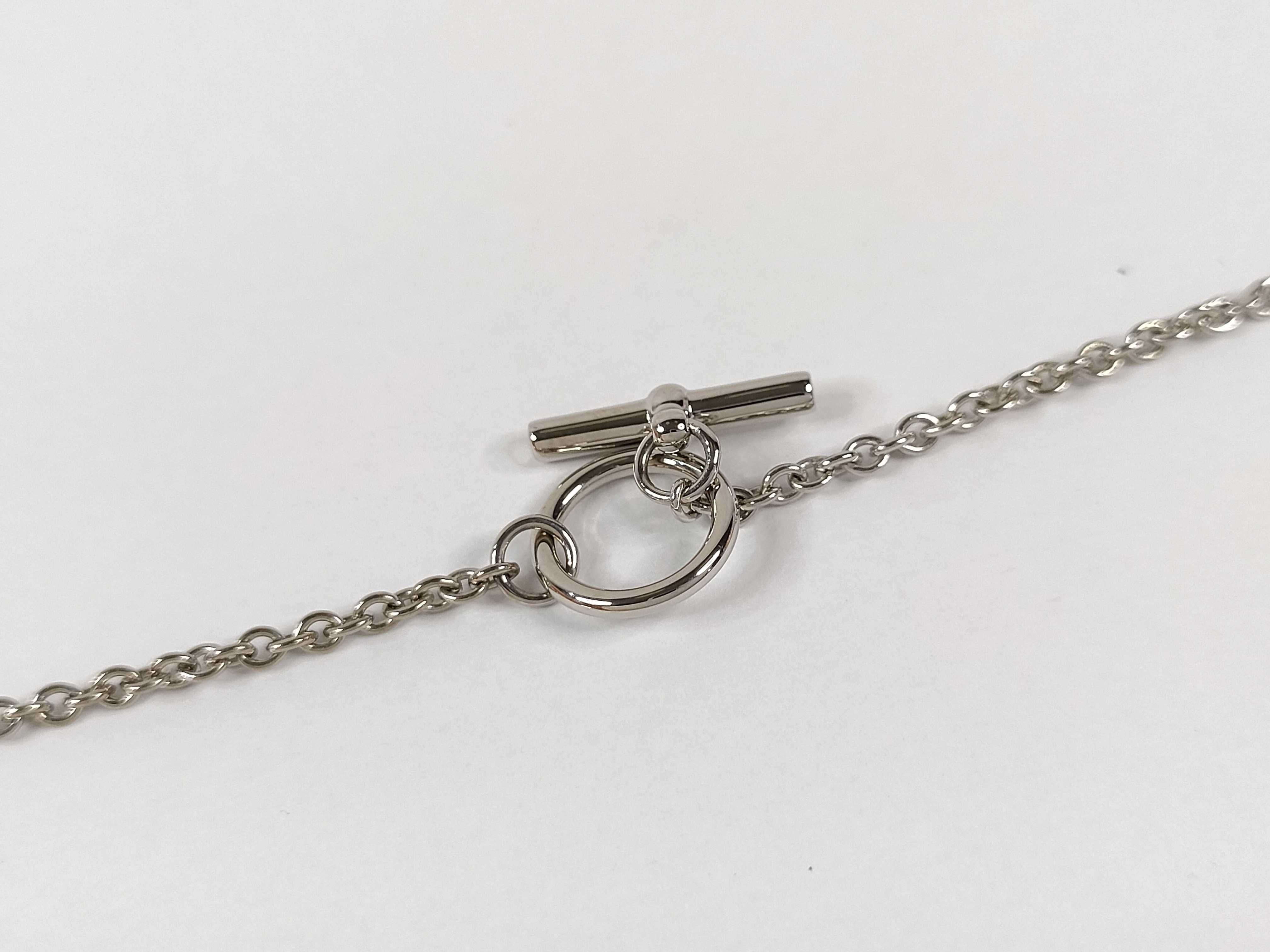 Mini Maillon PM Necklace, Rouge Vif x Silver Hardware, Hermes, Unused Necklace — view 5