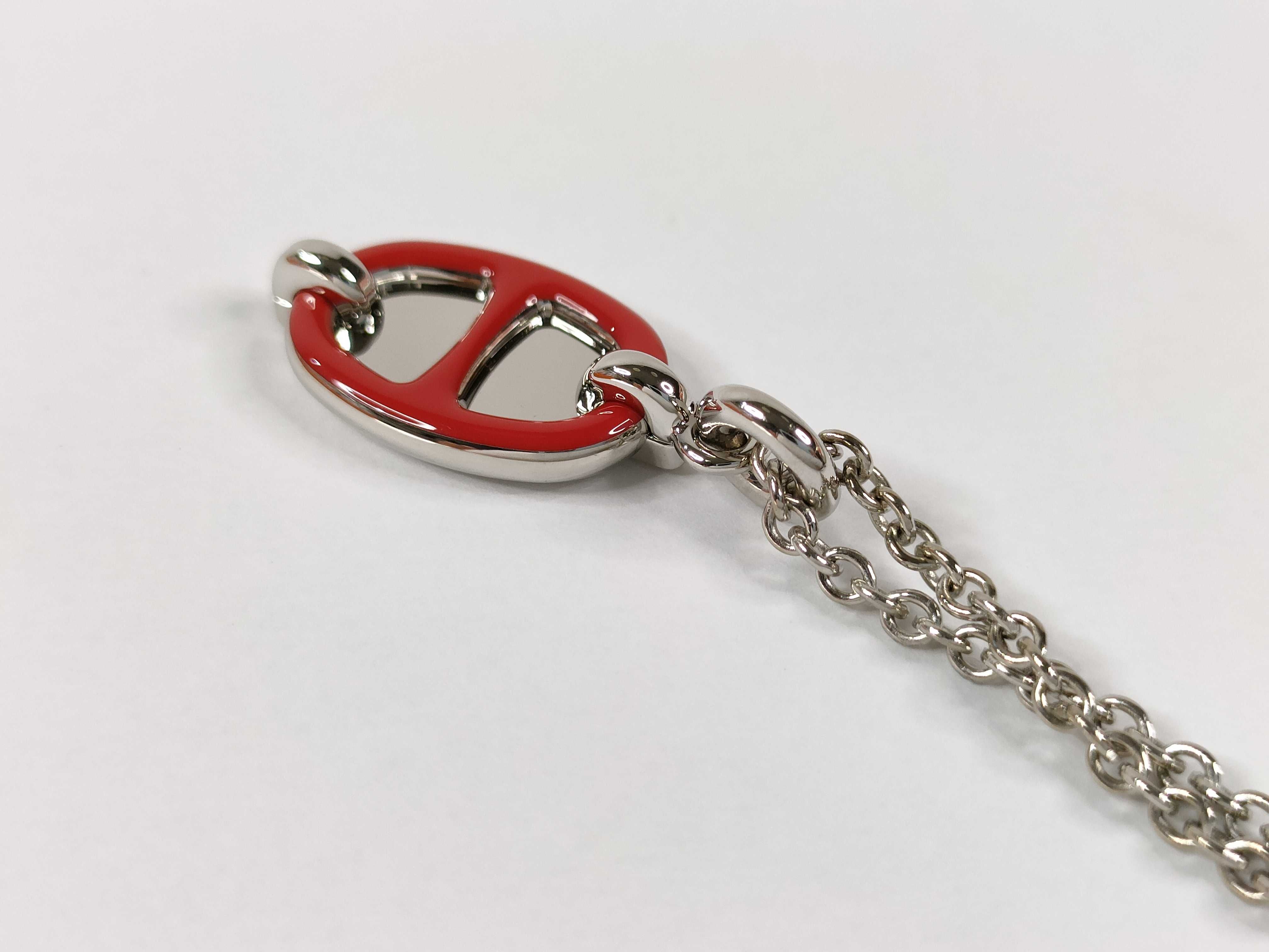 Mini Maillon PM Necklace, Rouge Vif x Silver Hardware, Hermes, Unused Necklace — view 7