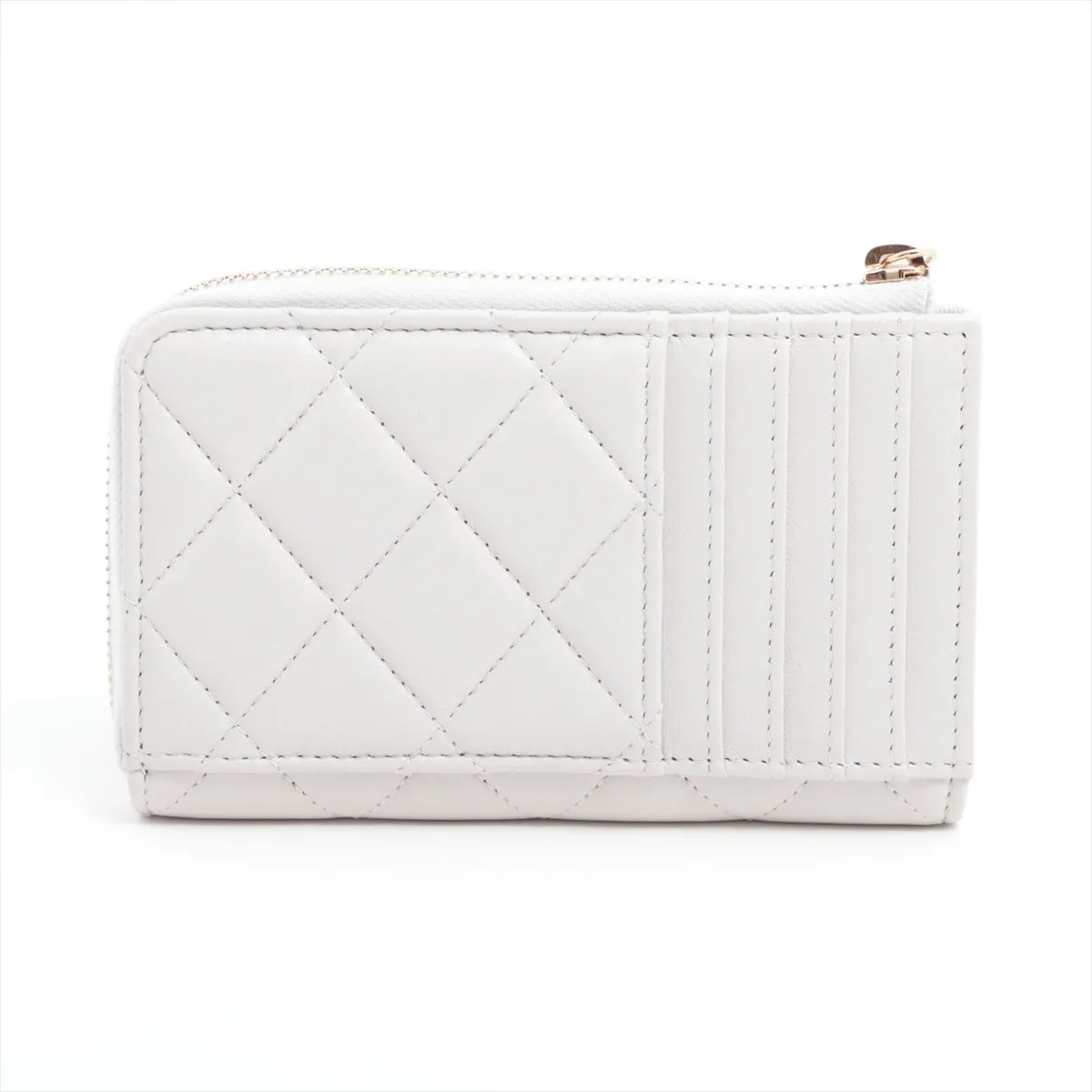 Matelasse Lambskin Fragment Case White Silver Hardware CANATK6H — view 2