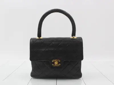 Top-handle leather handbag with Coco Mark