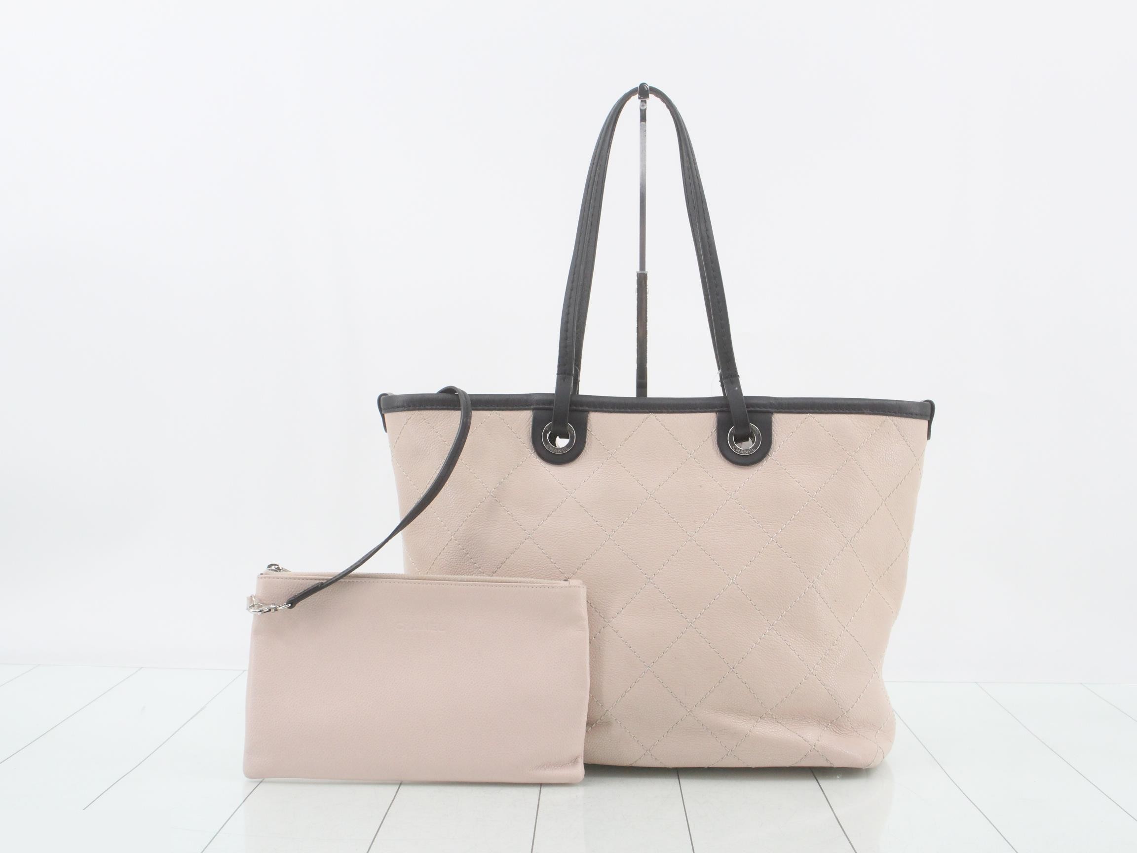 On the Road Caviar Skin Tote Bag with Pouch