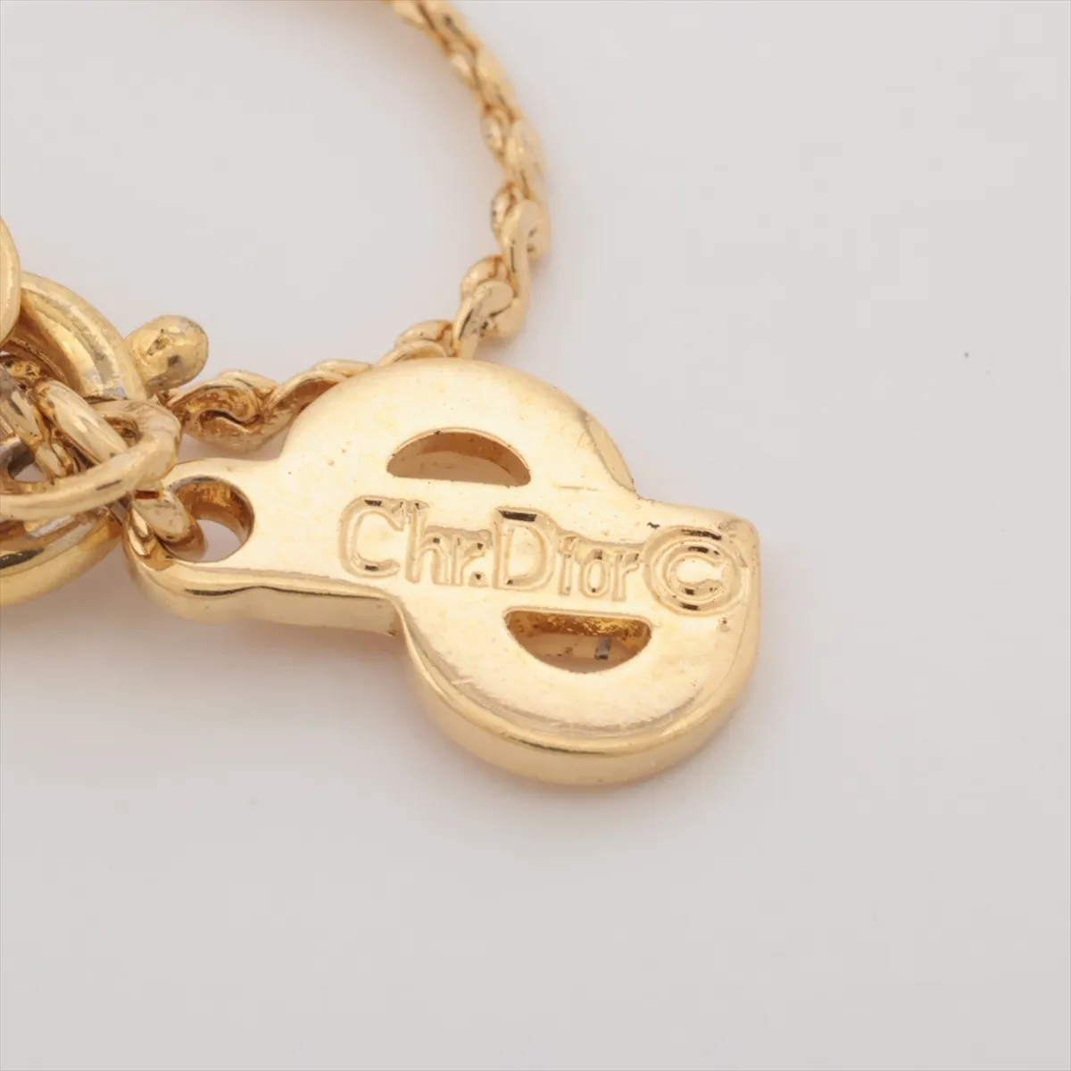 CD Logo Necklace GP x Rhinestone Gold — view 4