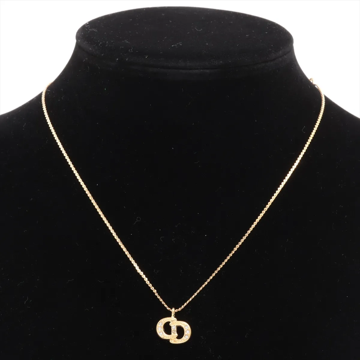 CD Logo Necklace GP x Rhinestone Gold — view 5