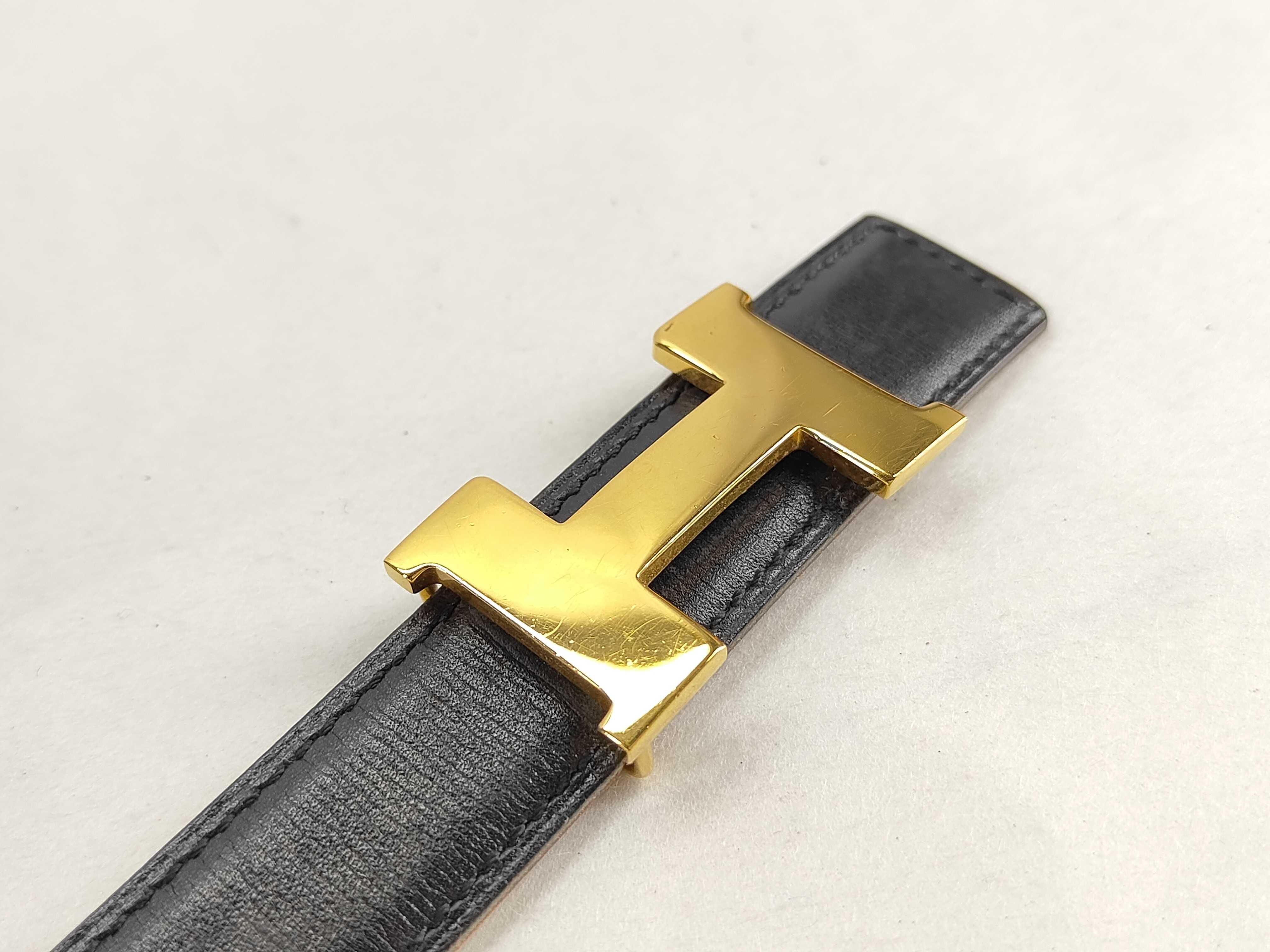 Mini Constance H Belt Z: Belt Black x Gold Belt — view 7