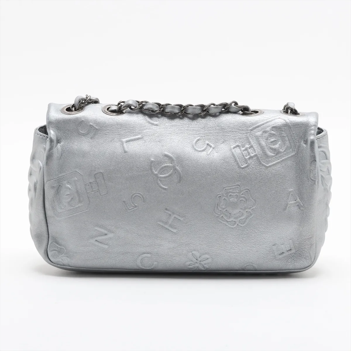 Coco Mark Leather Single Flap Double Chain Bag Coco Perfume Silver Gunmetal Hardware 19247464 19th Series — view 2