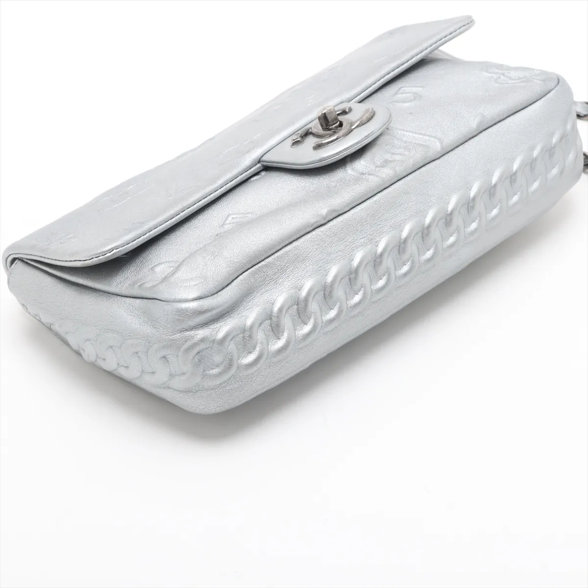 Coco Mark Leather Single Flap Double Chain Bag Coco Perfume Silver Gunmetal Hardware 19247464 19th Series — view 4