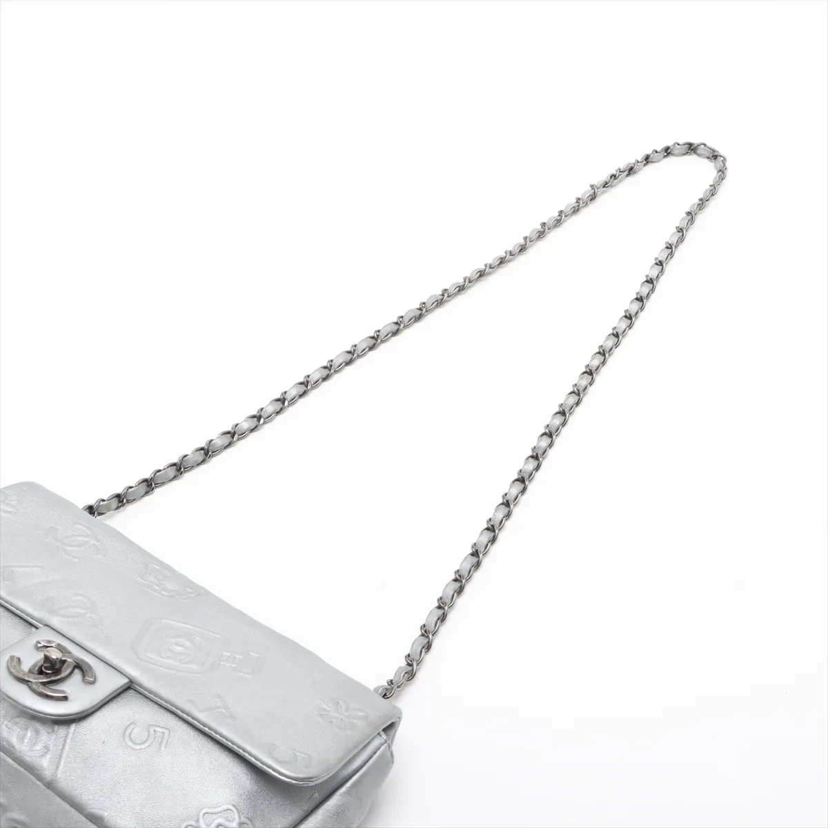 Coco Mark Leather Single Flap Double Chain Bag Coco Perfume Silver Gunmetal Hardware 19247464 19th Series — view 5