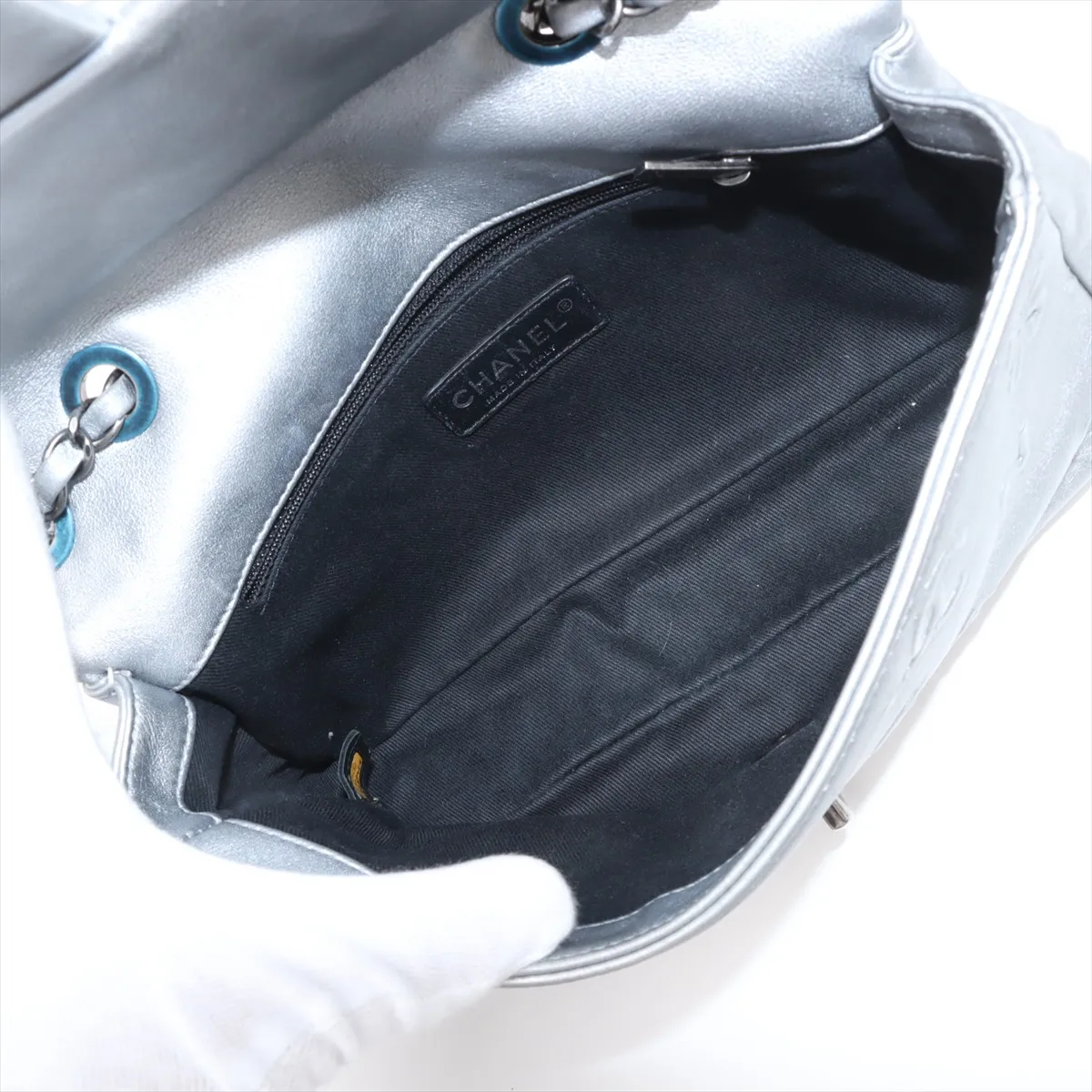 Coco Mark Leather Single Flap Double Chain Bag Coco Perfume Silver Gunmetal Hardware 19247464 19th Series — view 6