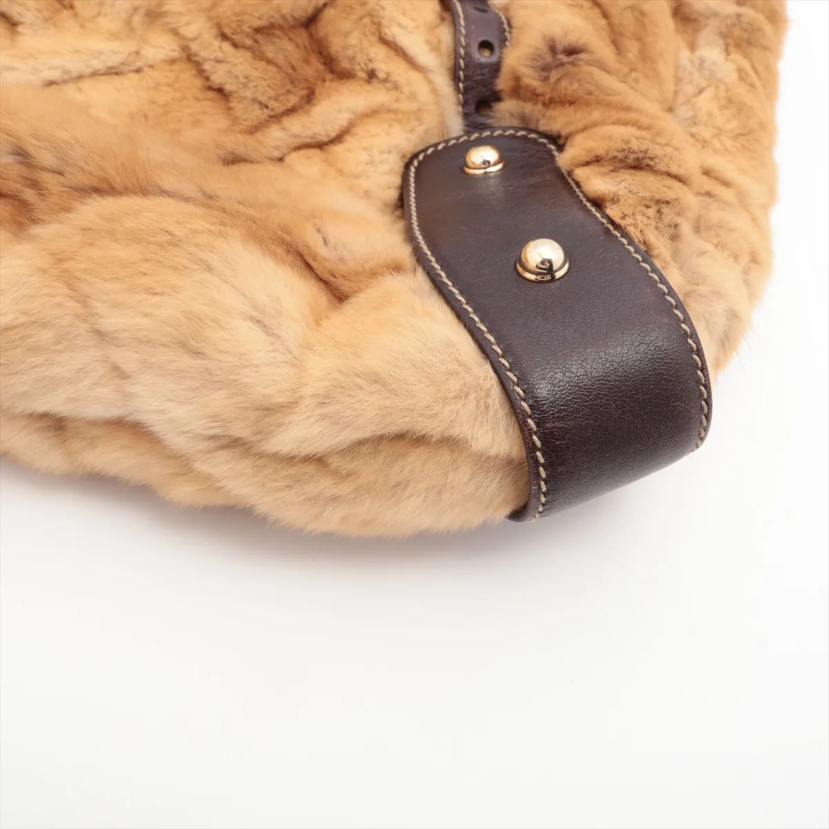 fur x leather shoulder bag brown 137621 — view 12