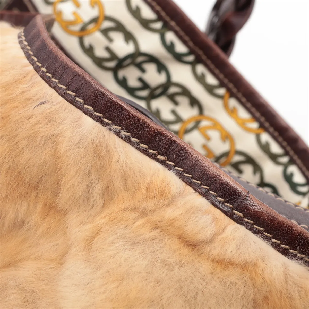 fur x leather shoulder bag brown 137621 — view 13