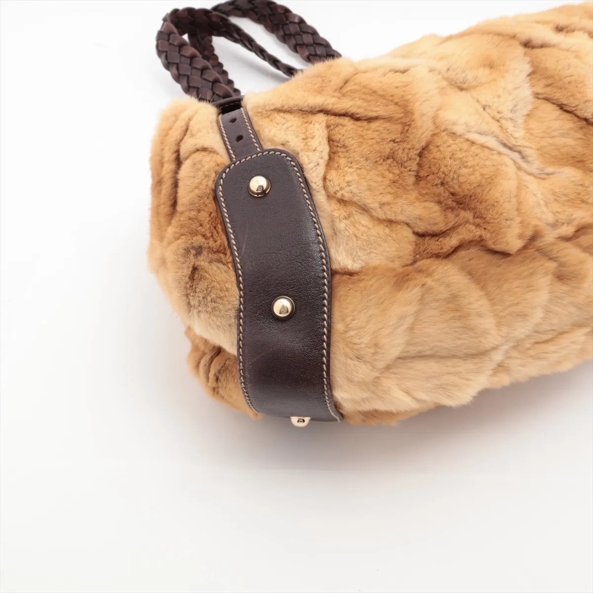 fur x leather shoulder bag brown 137621 — view 4