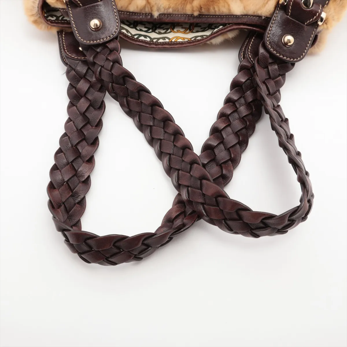 fur x leather shoulder bag brown 137621 — view 5