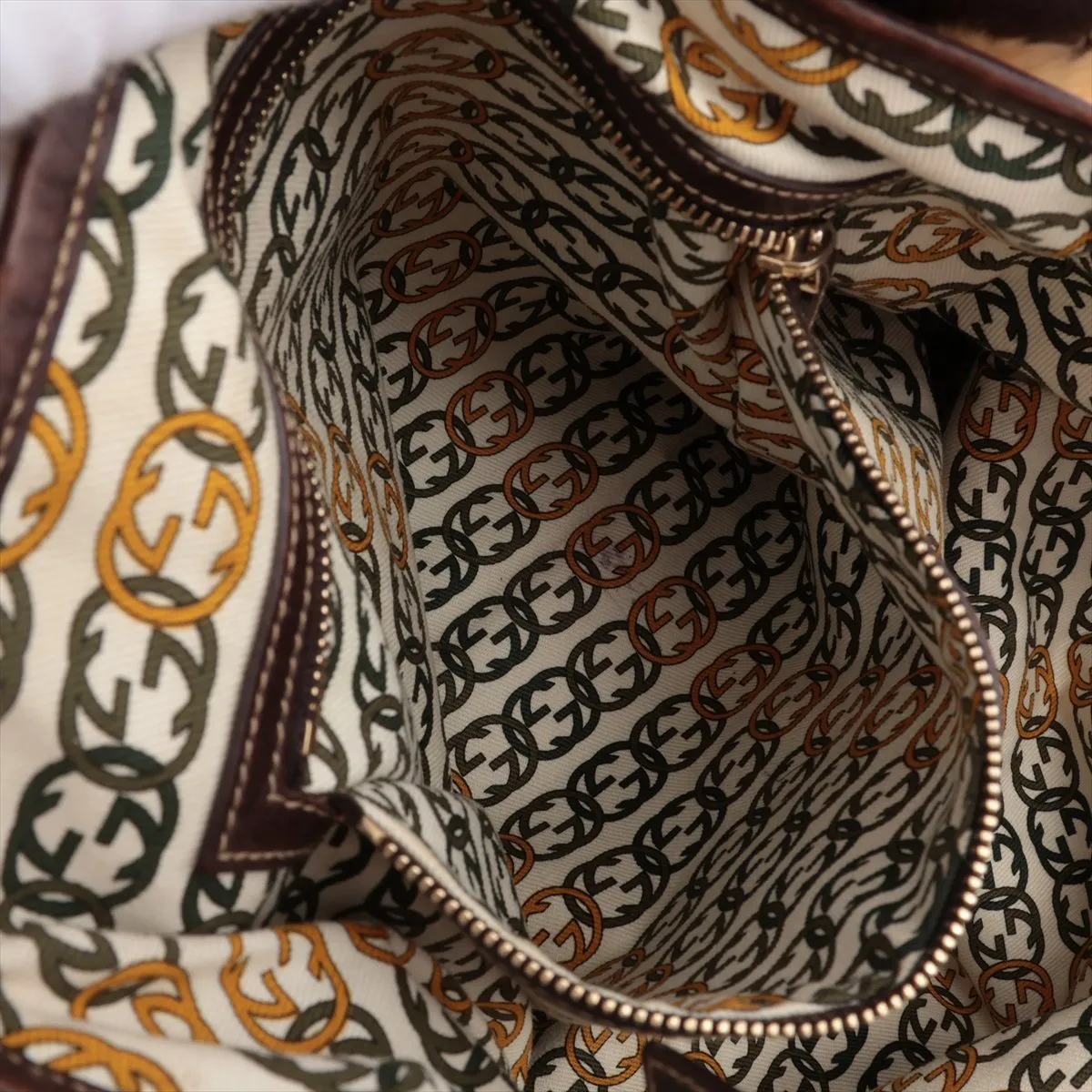 fur x leather shoulder bag brown 137621 — view 8