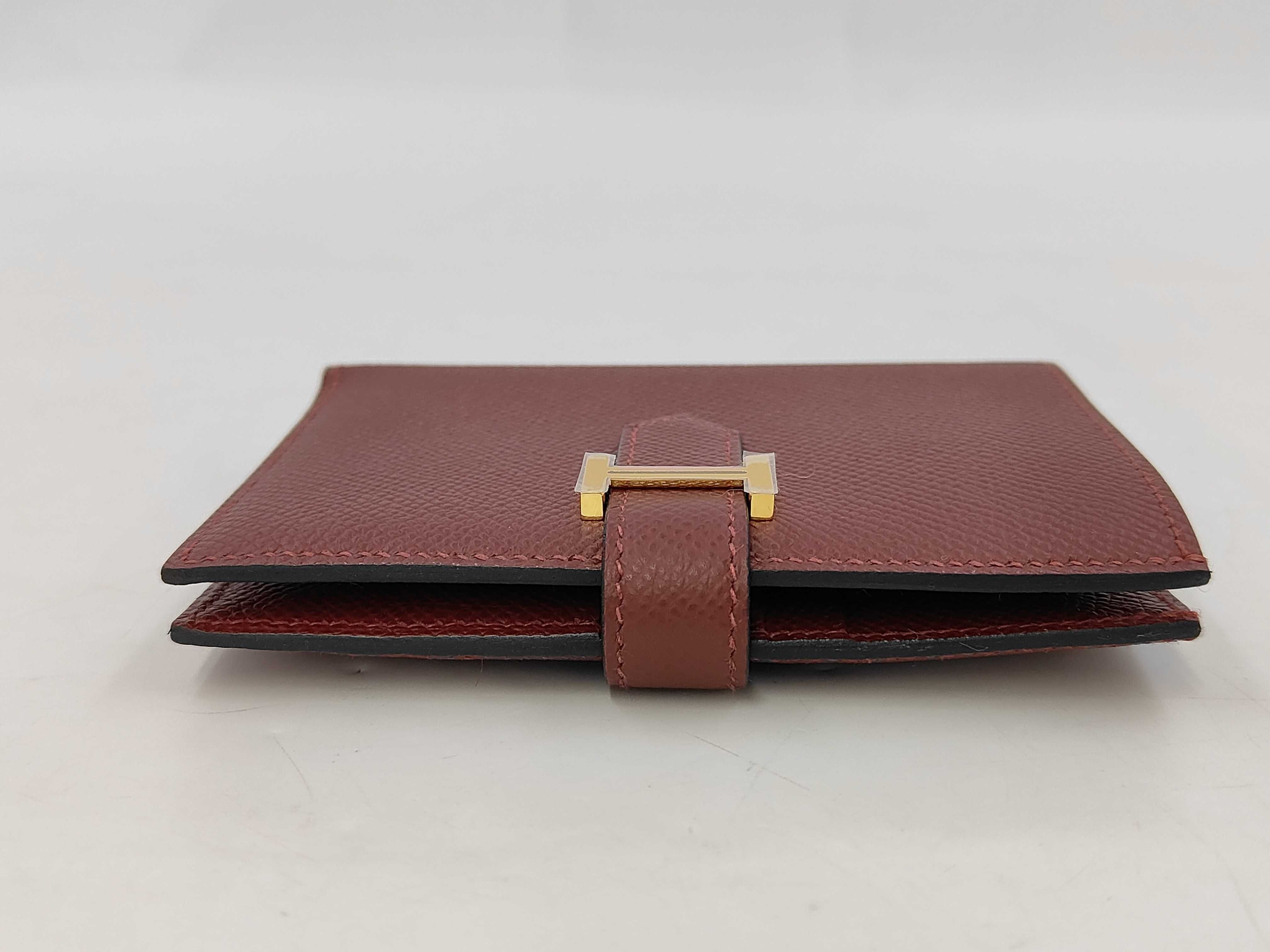Bearn Compact Wallet, Rouge H, Veau Epsom Leather, W Stamp: 2024 Model — view 6