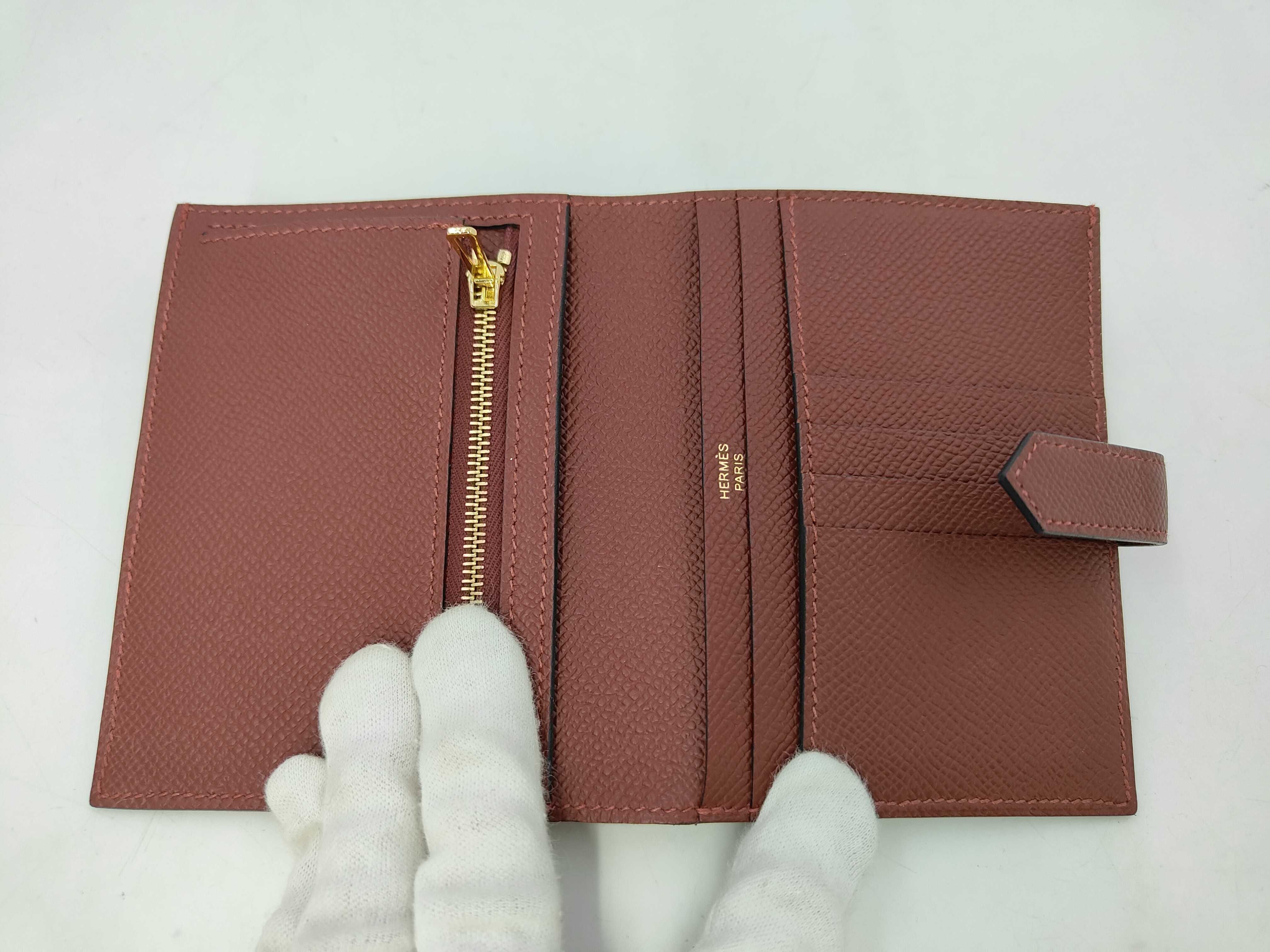 Bearn Compact Wallet, Rouge H, Veau Epsom Leather, W Stamp: 2024 Model — view 9