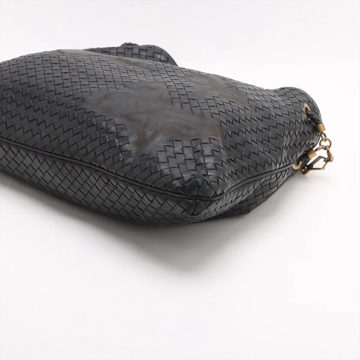 Intrecciato Leather Tote Bag Black 195420 — view 3