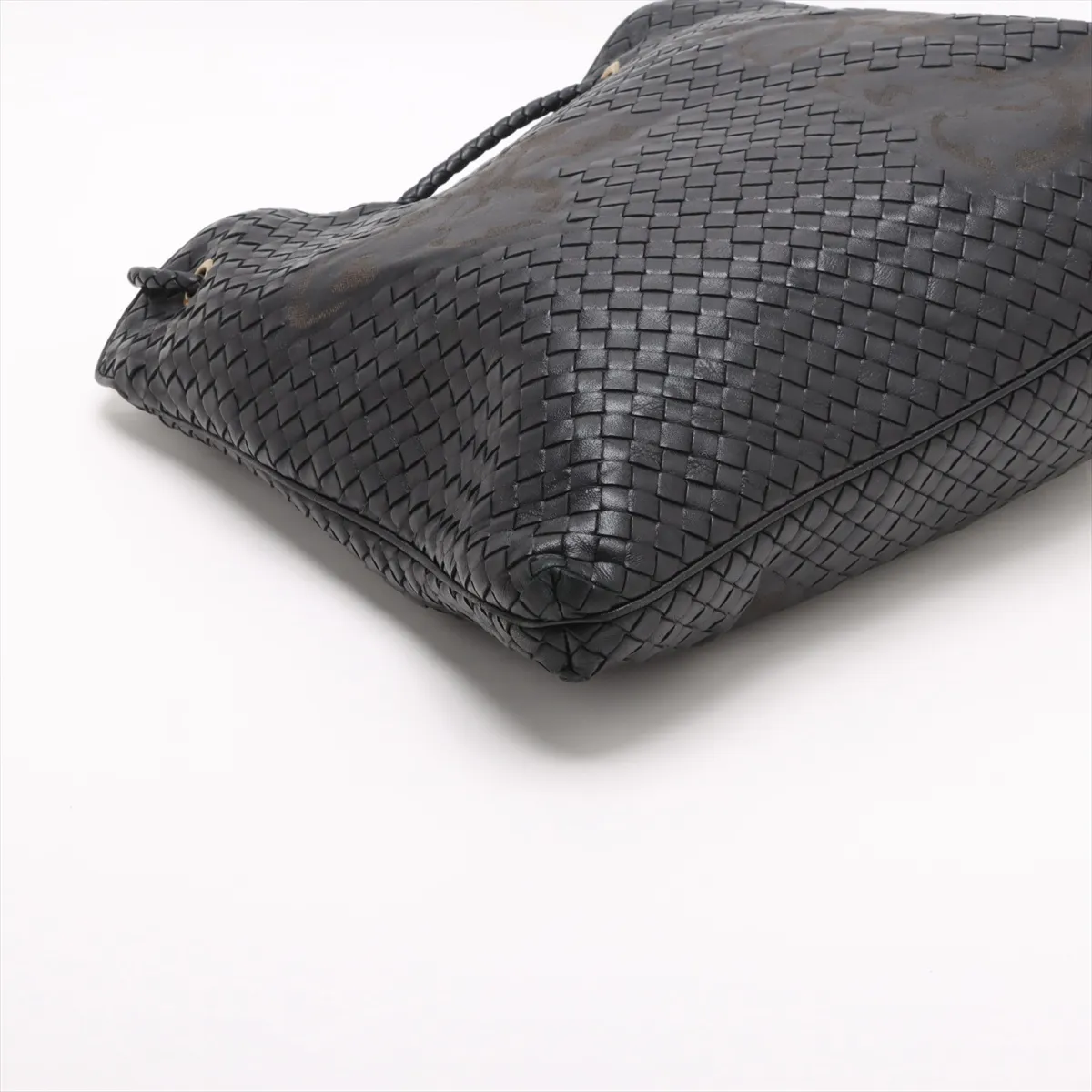 Intrecciato Leather Tote Bag Black 195420 — view 4