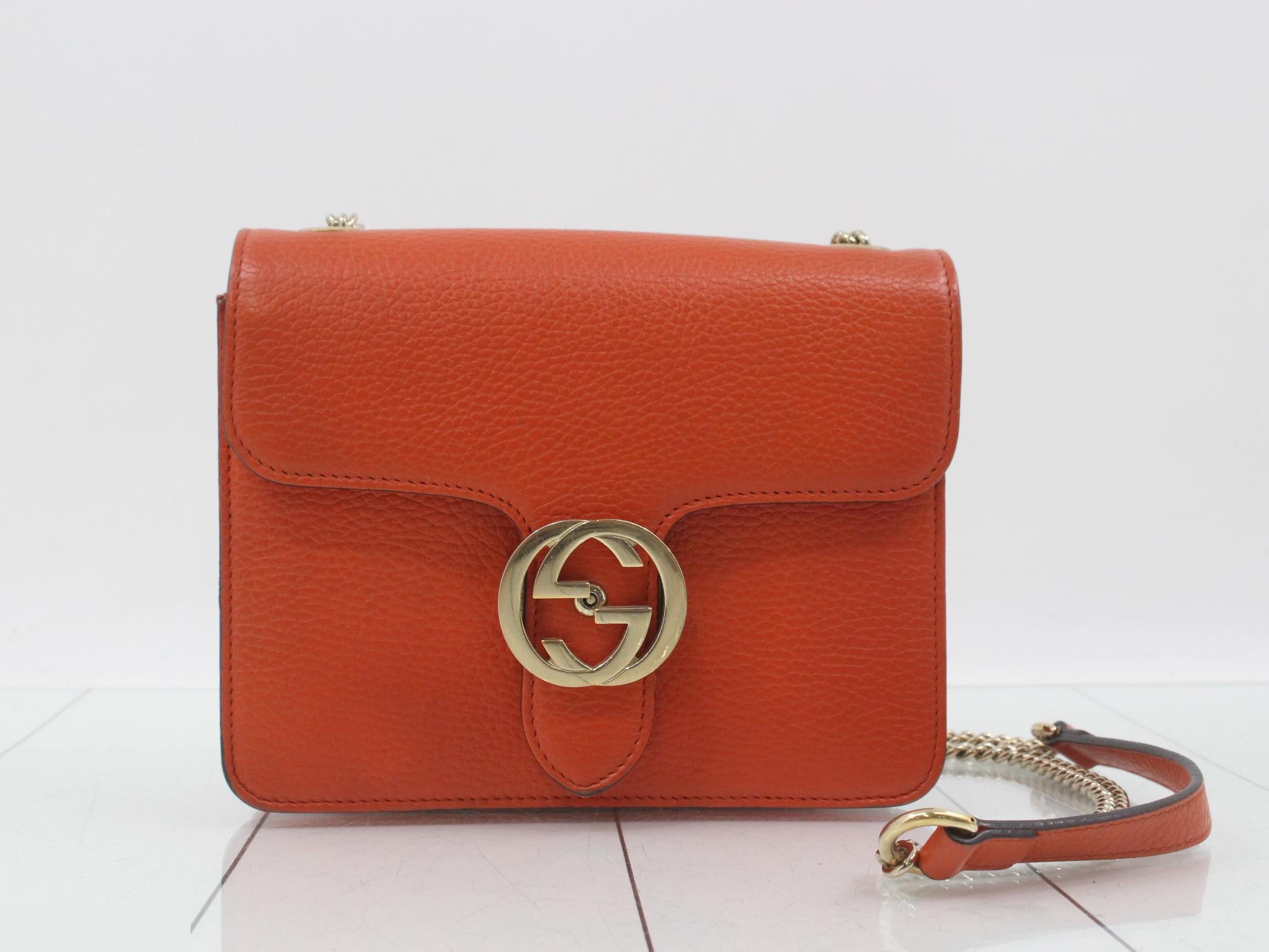 Small leather shoulder bag with interlocking G logo