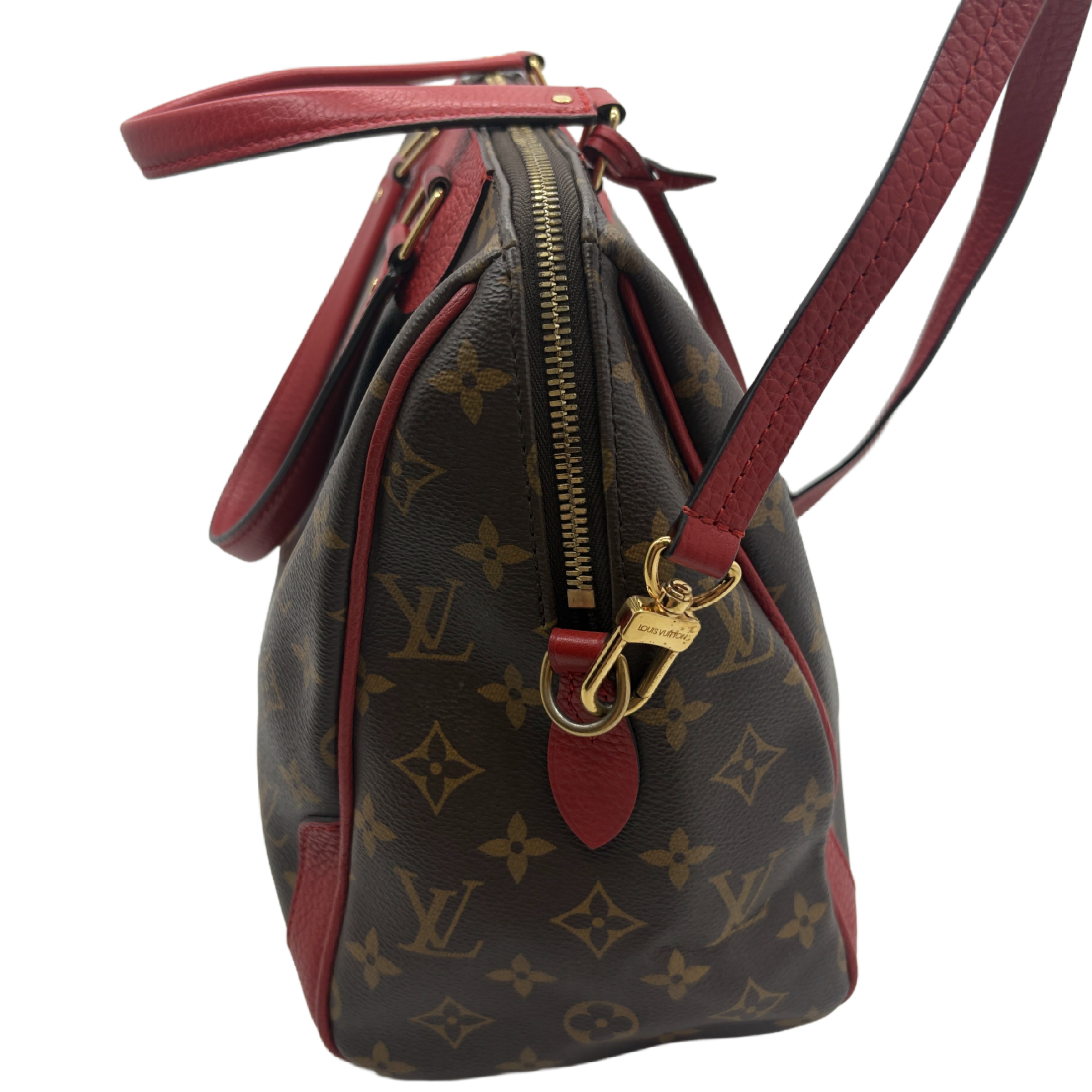 Monogram Estrella NM 2-Way Tote Bag Handbag Brown x Red Gold Hardware Shoulder Bag — view 3