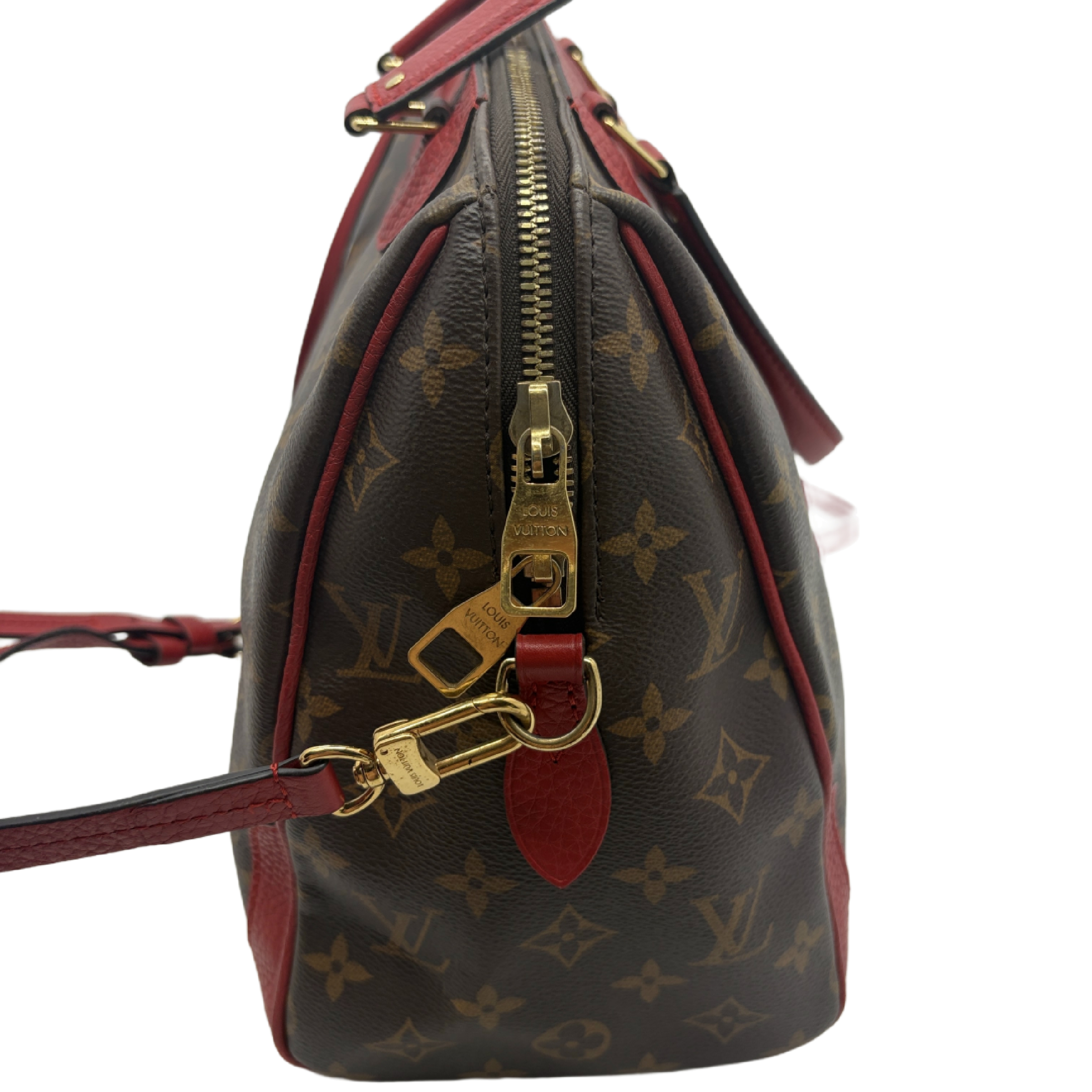 Monogram Estrella NM 2-Way Tote Bag Handbag Brown x Red Gold Hardware Shoulder Bag — view 4