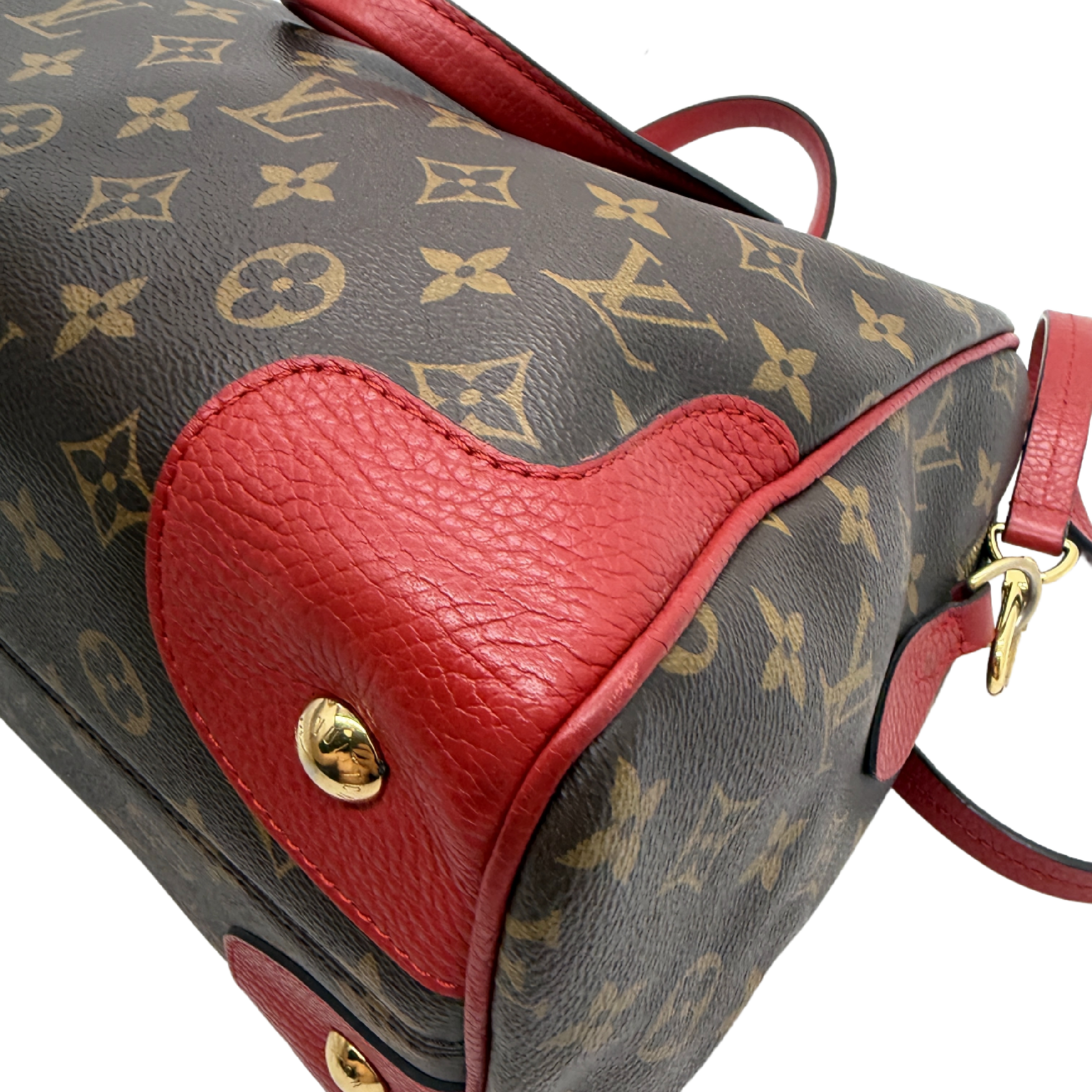 Monogram Estrella NM 2-Way Tote Bag Handbag Brown x Red Gold Hardware Shoulder Bag — view 7