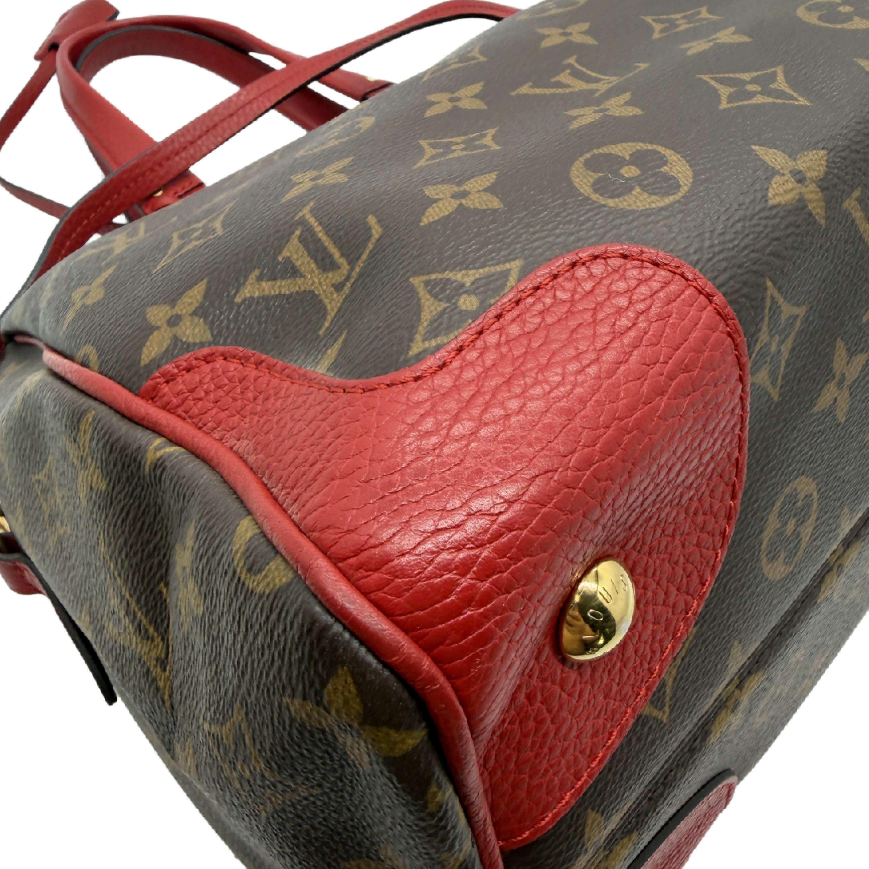 Monogram Estrella NM 2-Way Tote Bag Handbag Brown x Red Gold Hardware Shoulder Bag — view 8