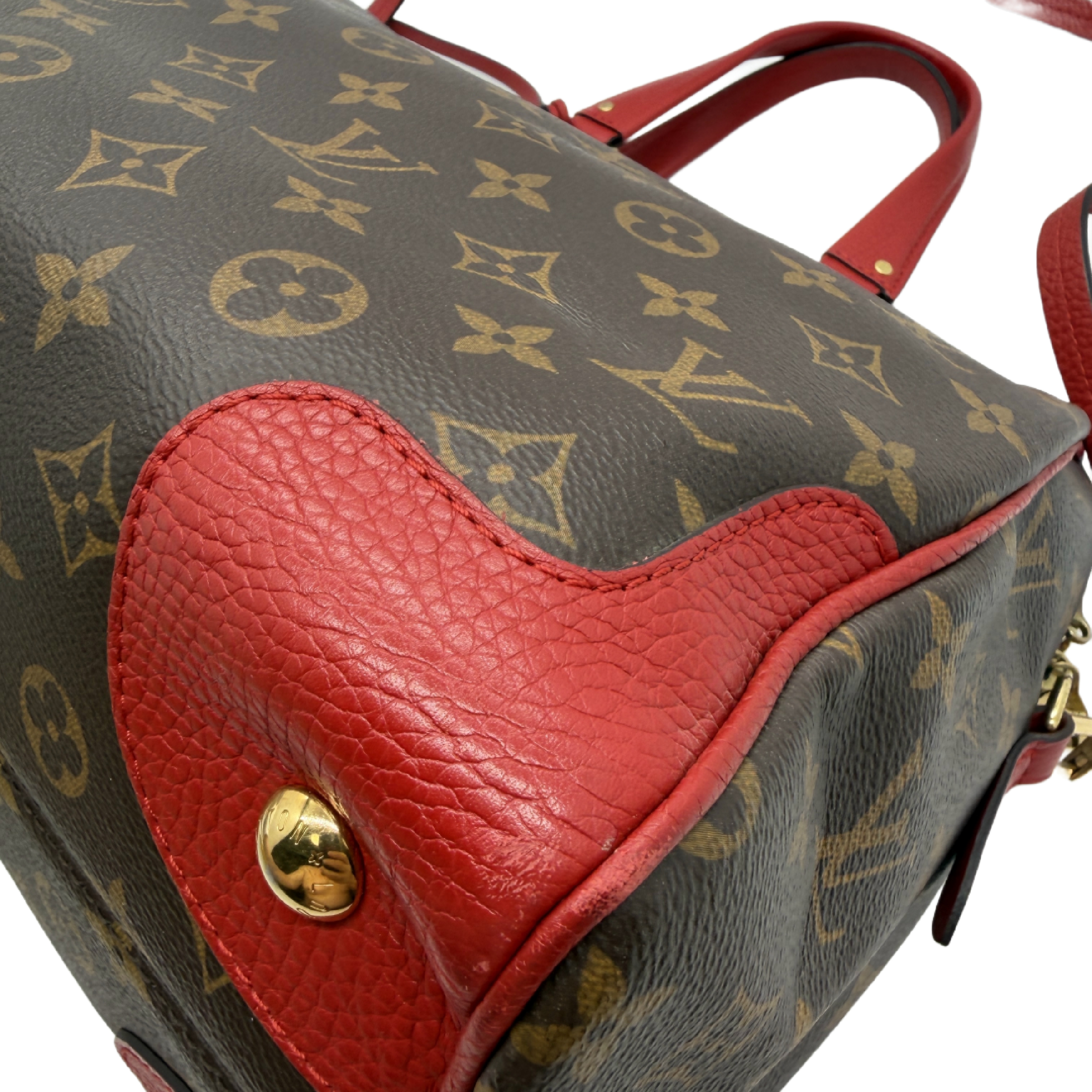 Monogram Estrella NM 2-Way Tote Bag Handbag Brown x Red Gold Hardware Shoulder Bag — view 9