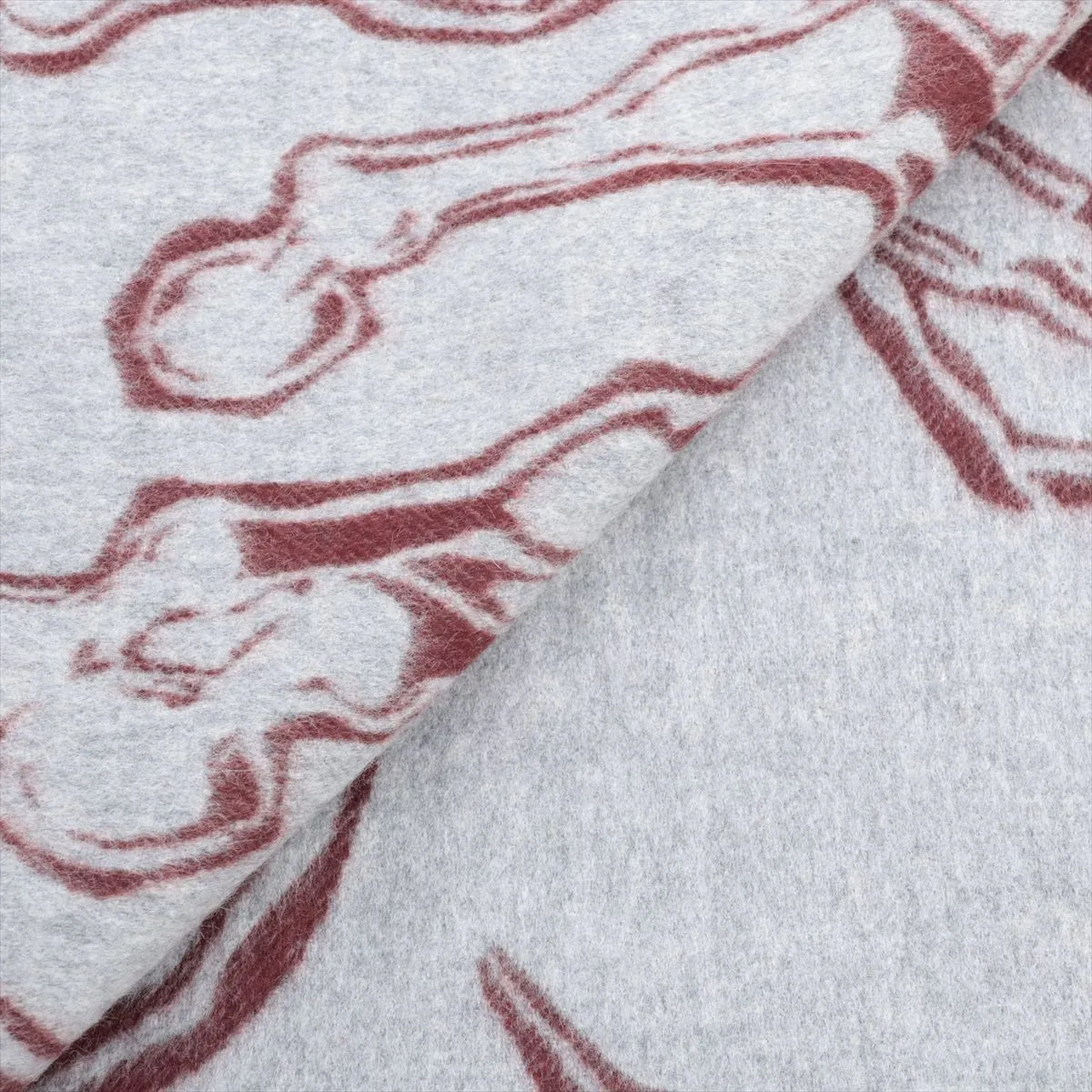 La Danse des Chevaux (Horse Dance) scarf, cashmere, burgundy, some wear, — view 2