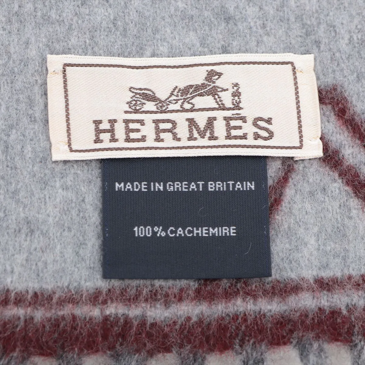 La Danse des Chevaux (Horse Dance) scarf, cashmere, burgundy, some wear, — view 3
