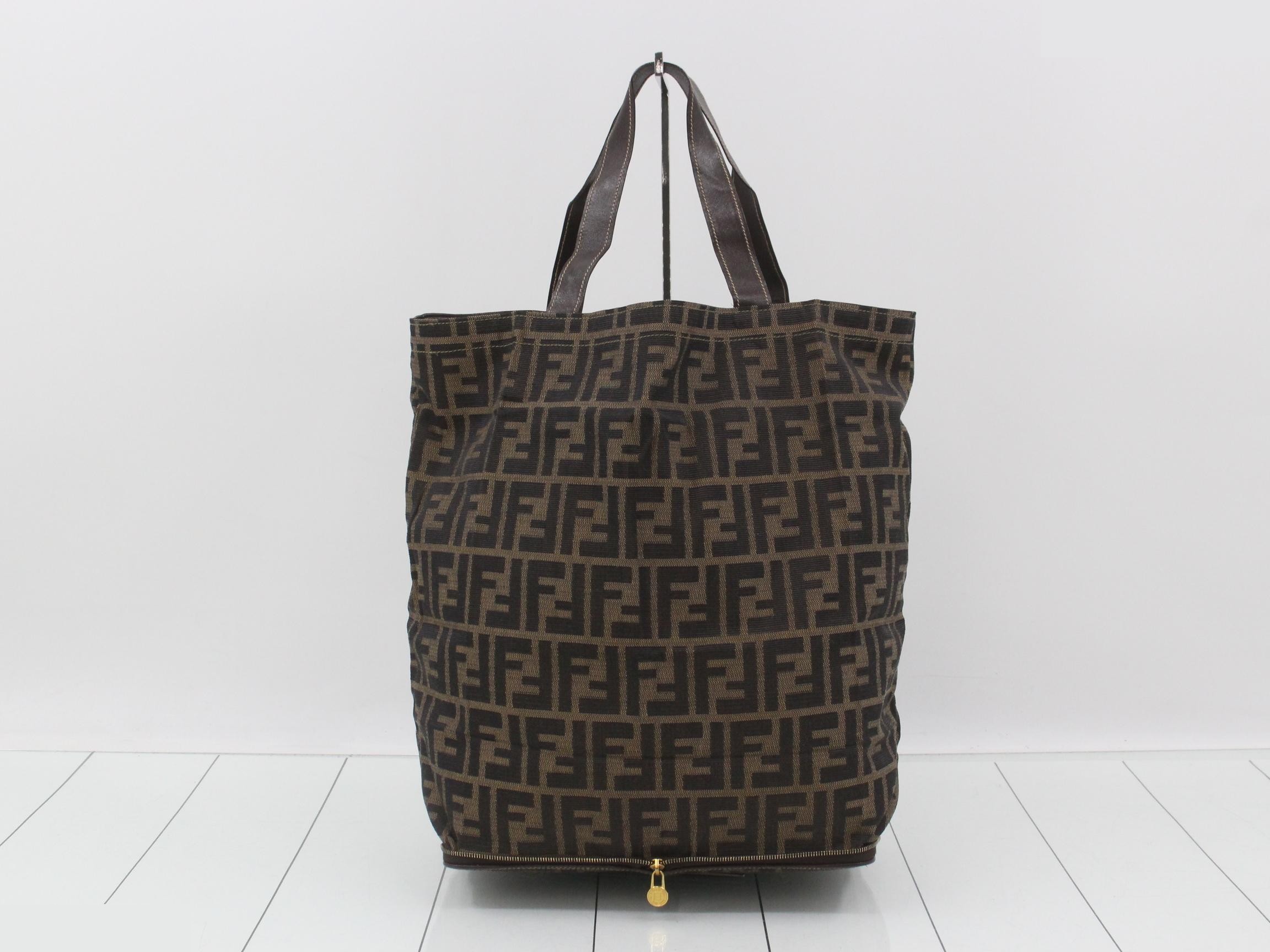 Zucca Foldable Canvas Tote Bag, Brown — view 2