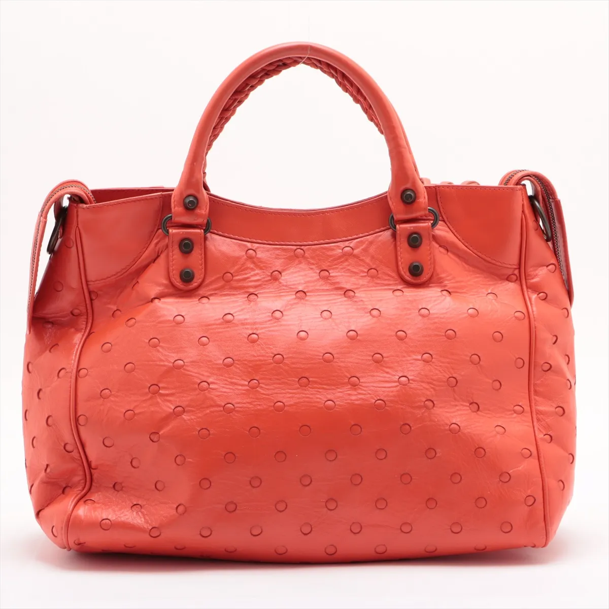 Classic Velo Leather 2WAY Handbag Orange 235216 with Mirror — view 2