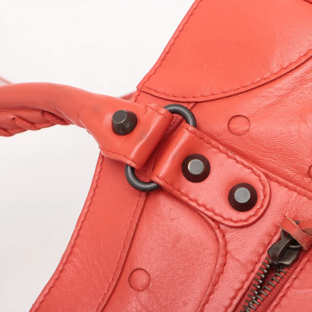 Classic Velo Leather 2WAY Handbag Orange 235216 with Mirror — view 15